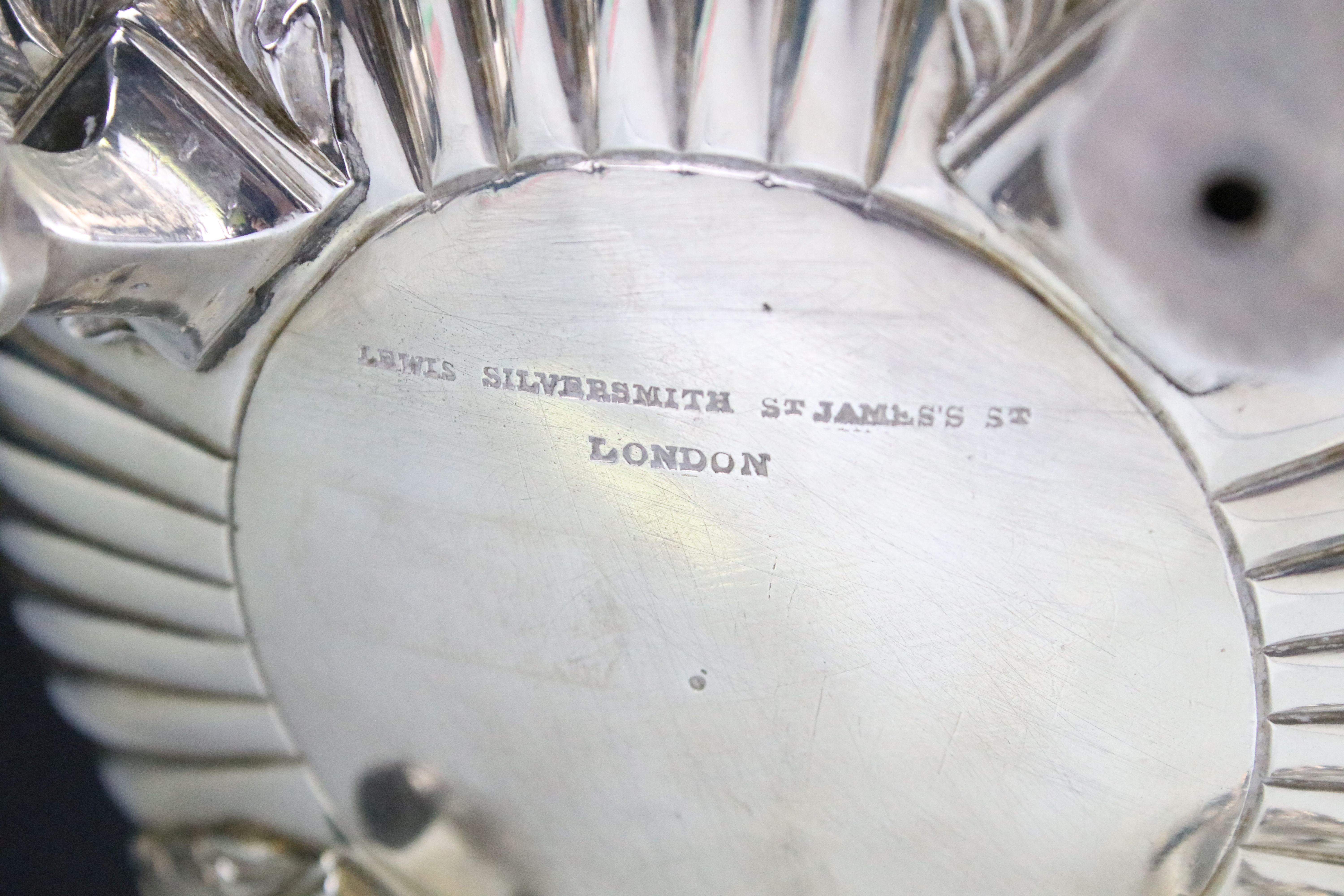 19th Century George III silver hallmarked lidded tureen having moulded gadrooned, shell and - Image 5 of 6