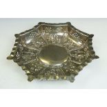 Early 20th Century silver hallmarked octagonal dish having panels of floral detailing and pierced