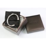 Gucci silver bamboo open bangle bracelet. Complete with original box. Marked Gucci with Italian
