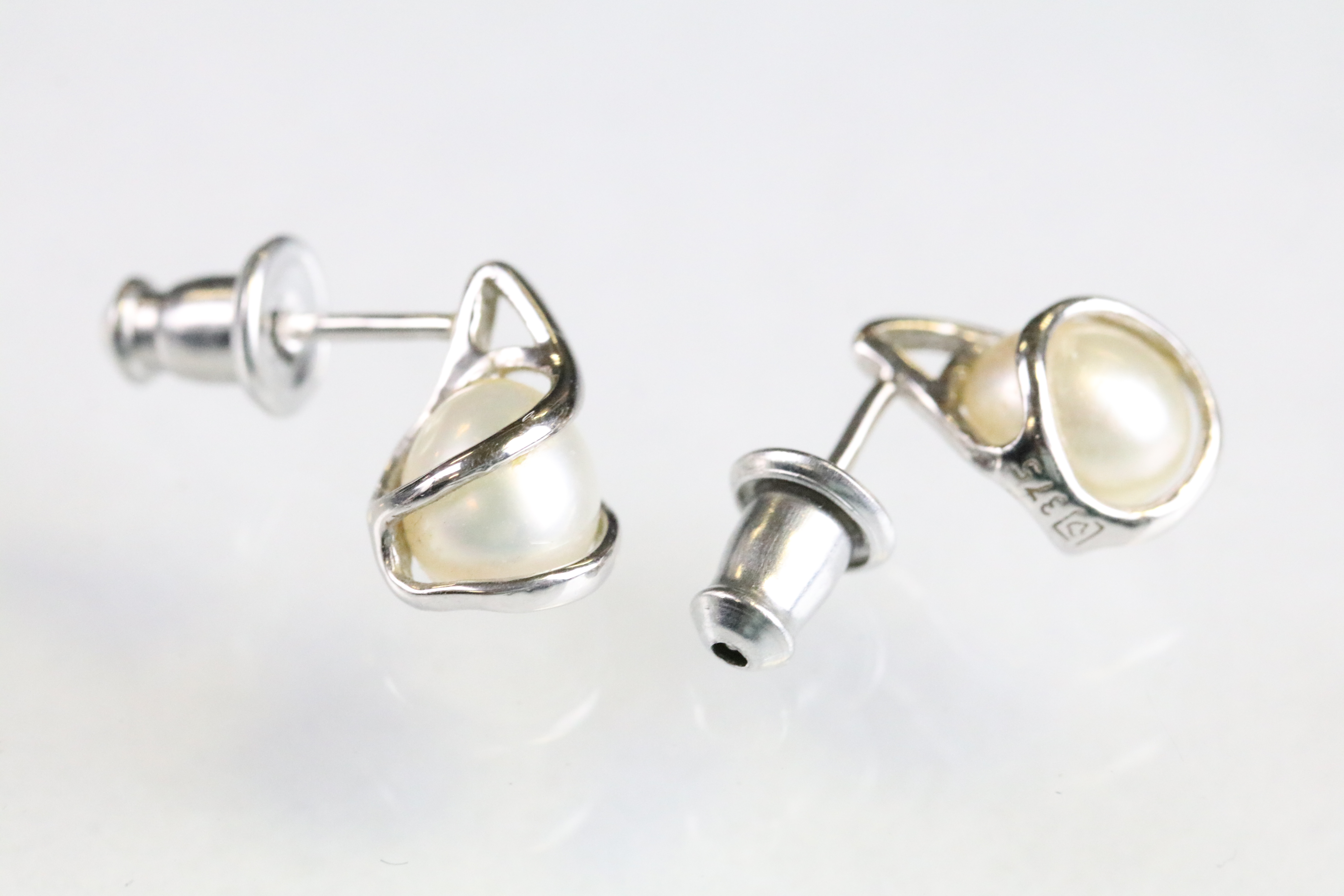 9ct white gold & pearl jewellery set - Bild 7 aus 9