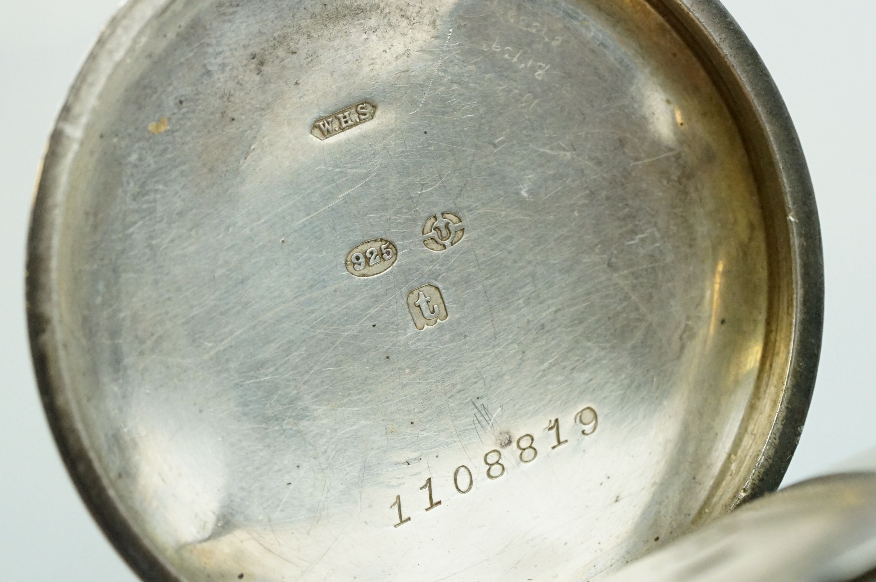 Early 20th Century silver cased open face pocket watch having a white enamelled dial with roman - Image 8 of 15