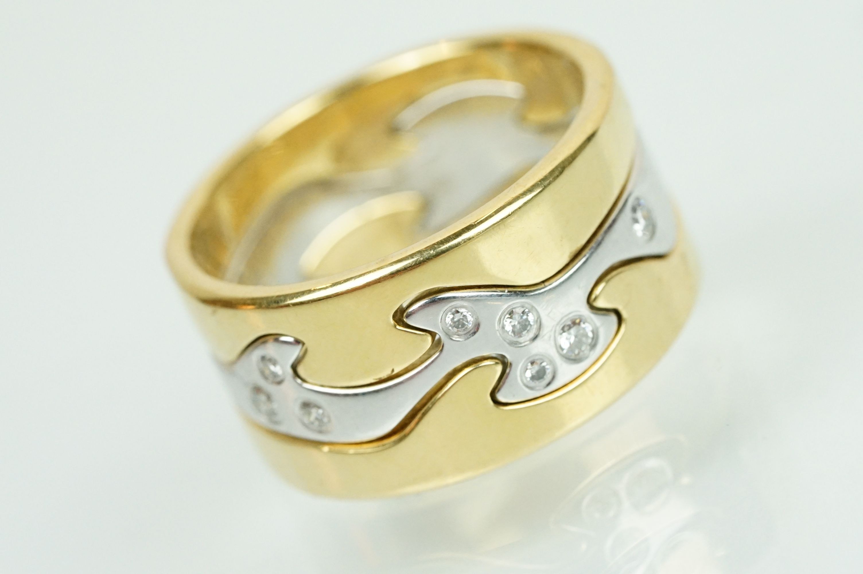 Georg Jensen 18ct gold Fusion three piece ring. The lot consisting of three interlocking 18ct gold