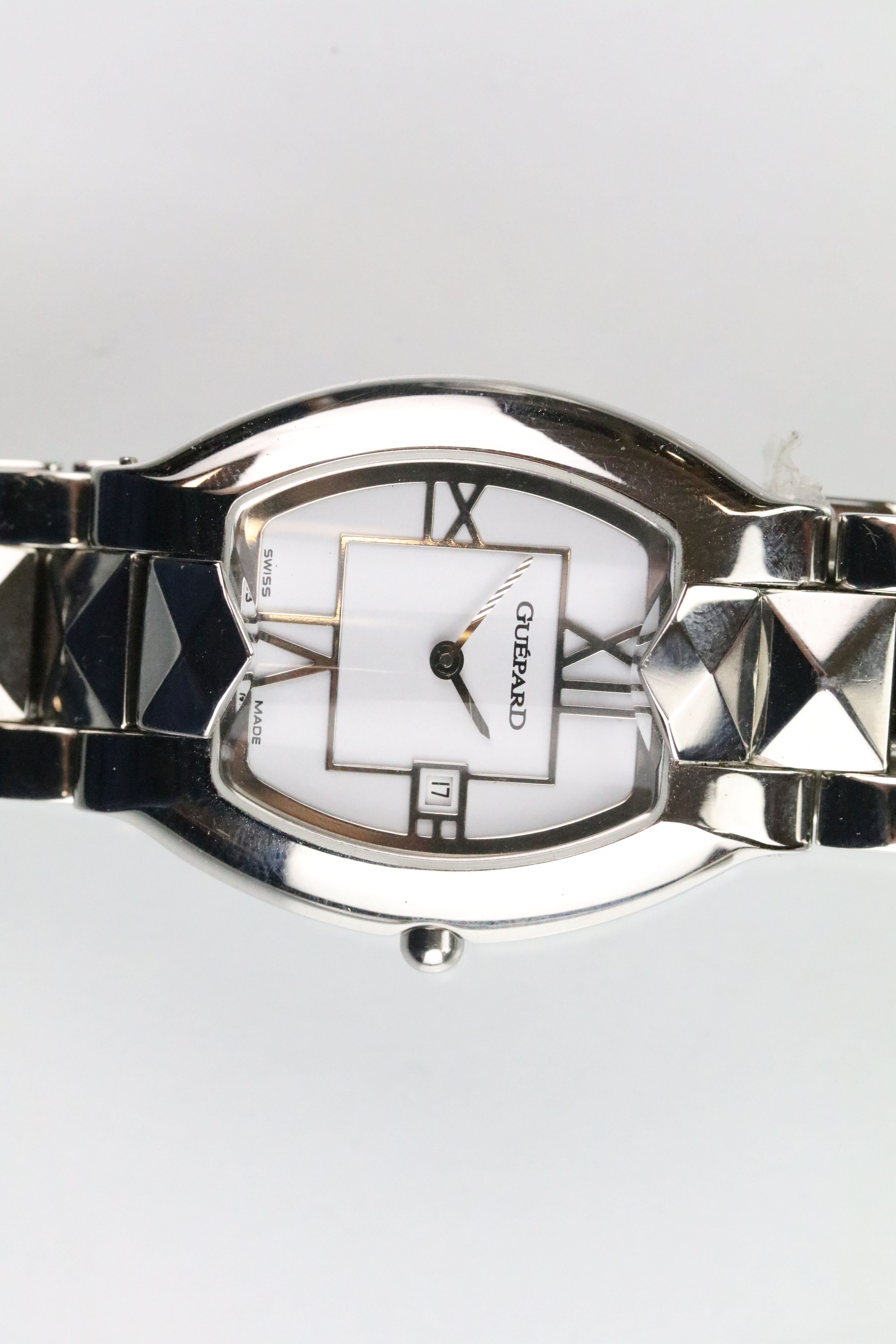 Guépard wrist watch having a white face with roman numerals to the chapter ring mounted to a white - Image 2 of 10