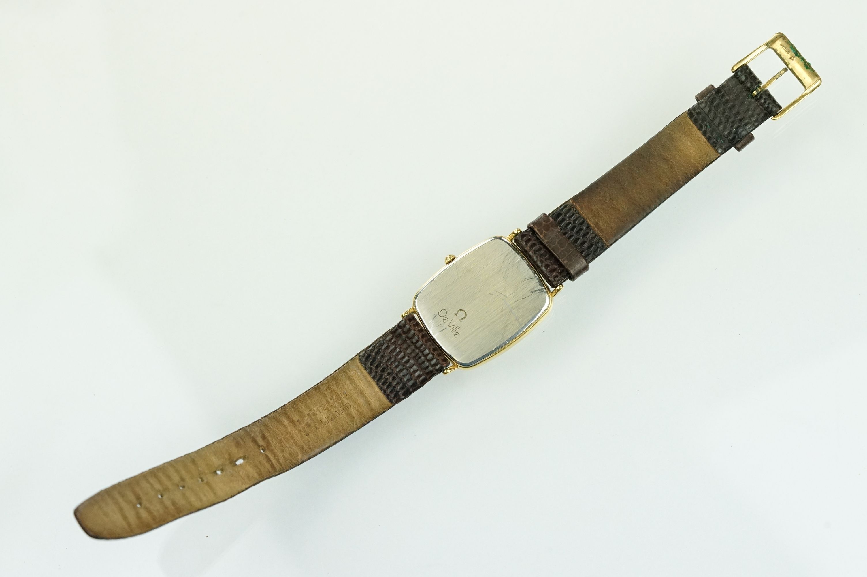 Omega DeVille wrist watch having a rectangular gilt face with baton markers to the chapter ring, - Bild 10 aus 12