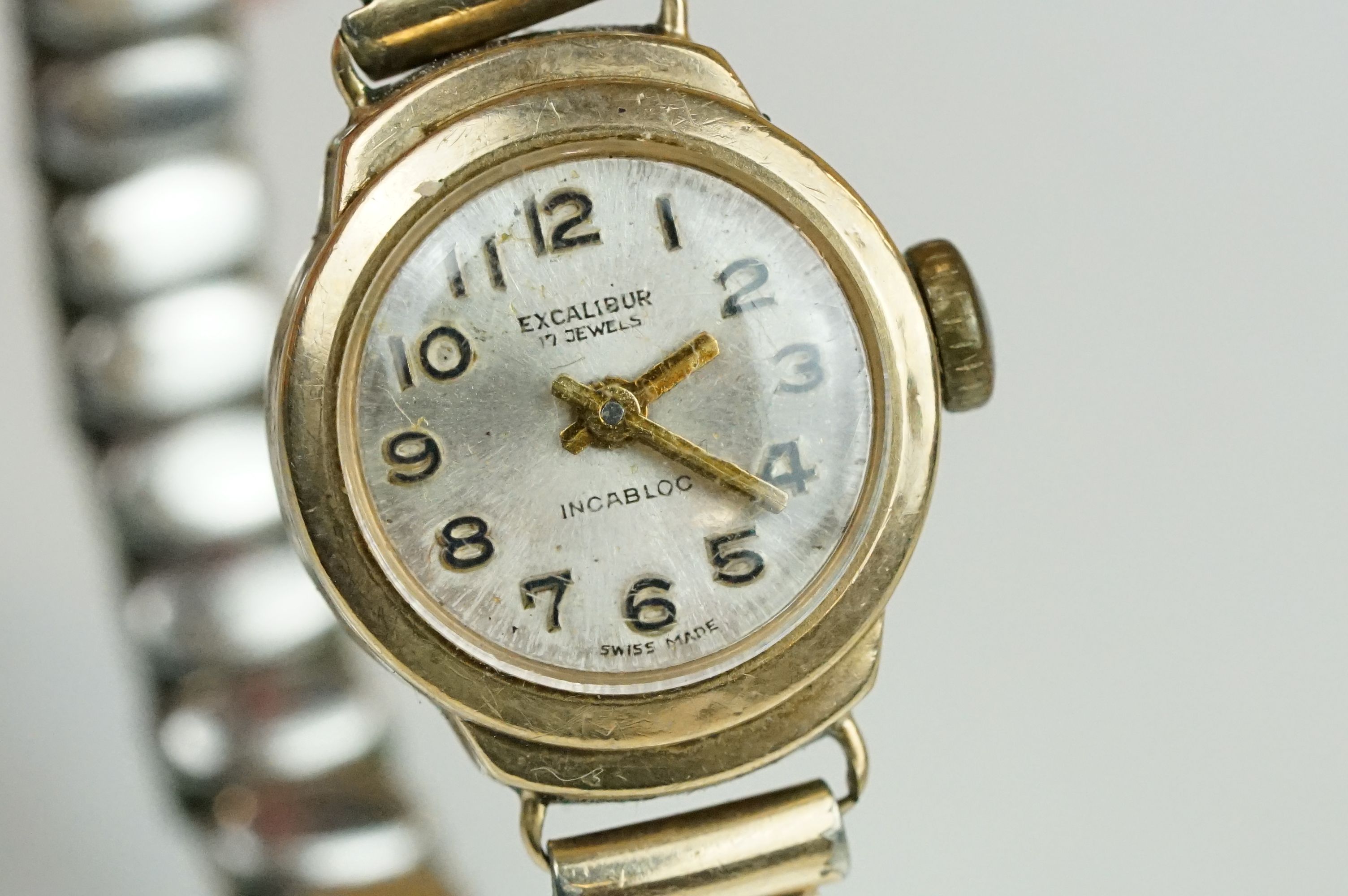 Collection of 9ct gold cased ladies cocktail watches to include Excalibur, Rotary and Lever. All - Image 6 of 12