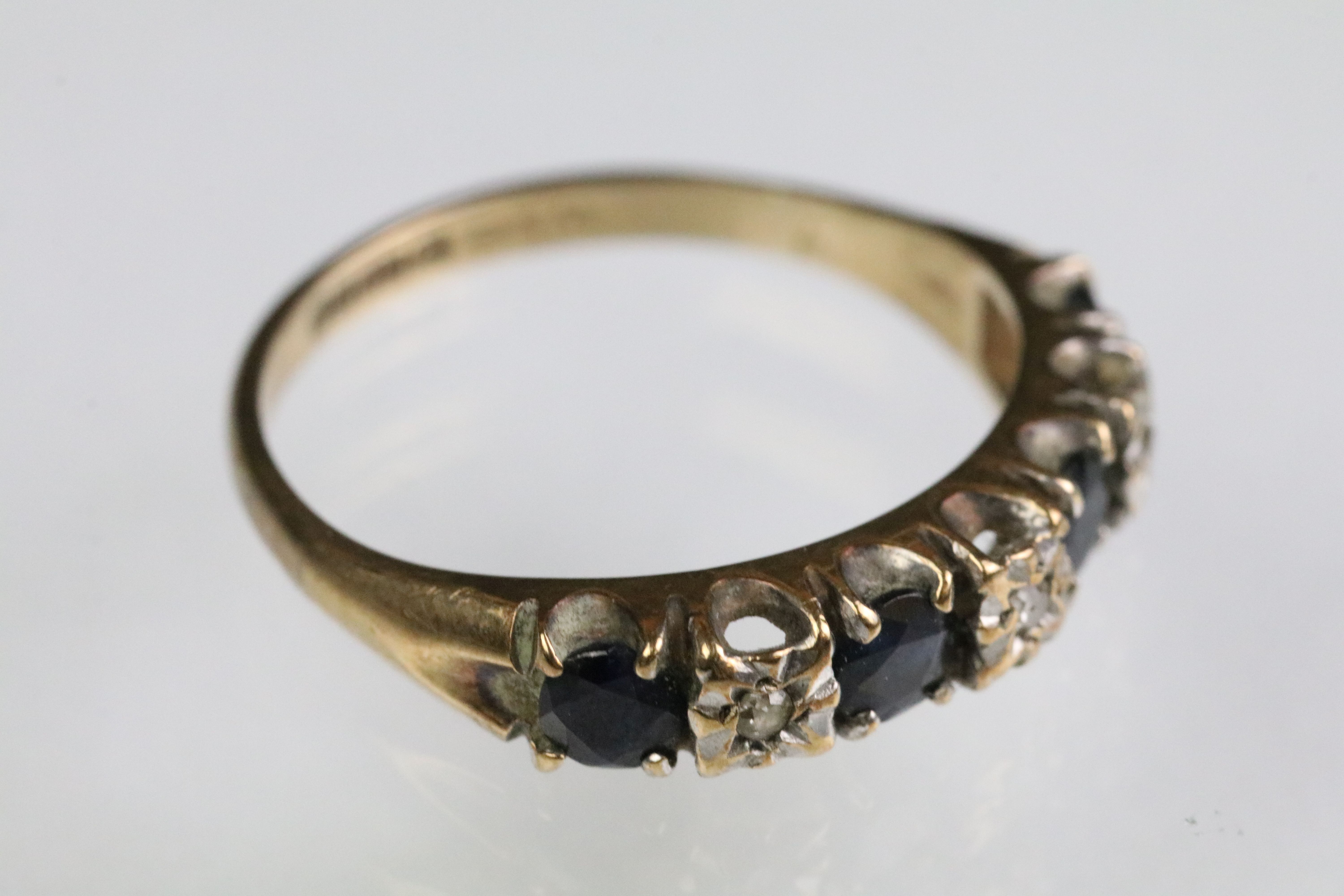 Two hallmarked 9ct gold rings to include a five stone CZ ring (hallmarked Birmingham, size N.5), - Image 4 of 11