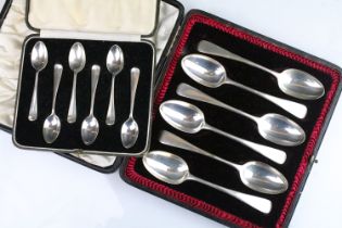 Edwardian set of six Old English pattern silver teaspoons (London 1905 - Josiah Williams & Co,