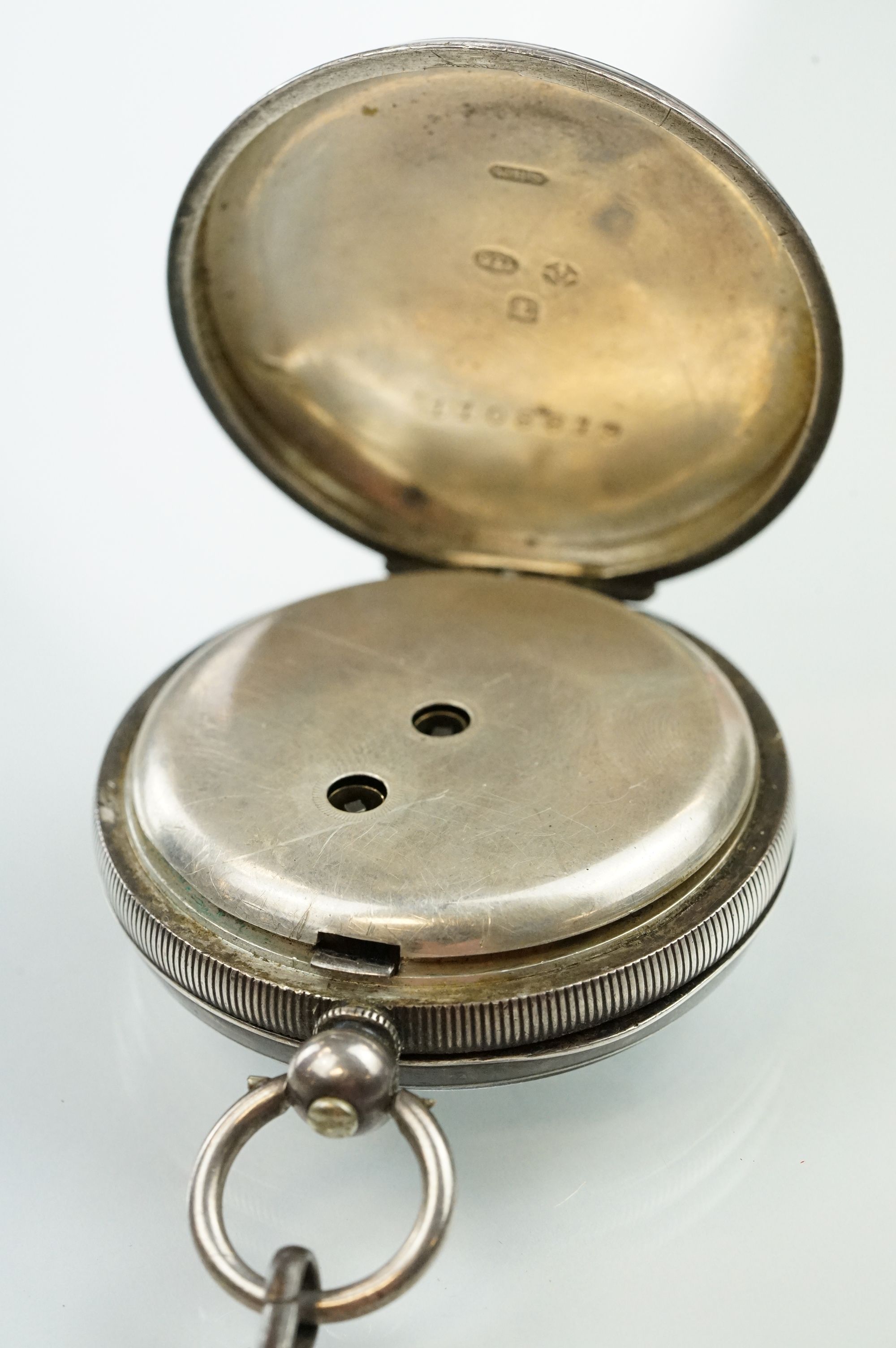 Early 20th Century silver cased open face pocket watch having a white enamelled dial with roman - Image 7 of 15