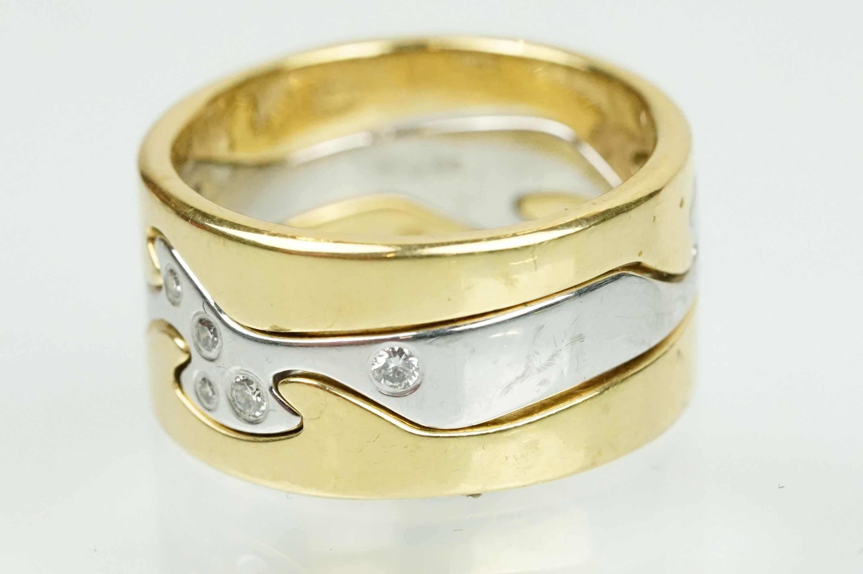 Georg Jensen 18ct gold Fusion three piece ring. The lot consisting of three interlocking 18ct gold - Image 5 of 17