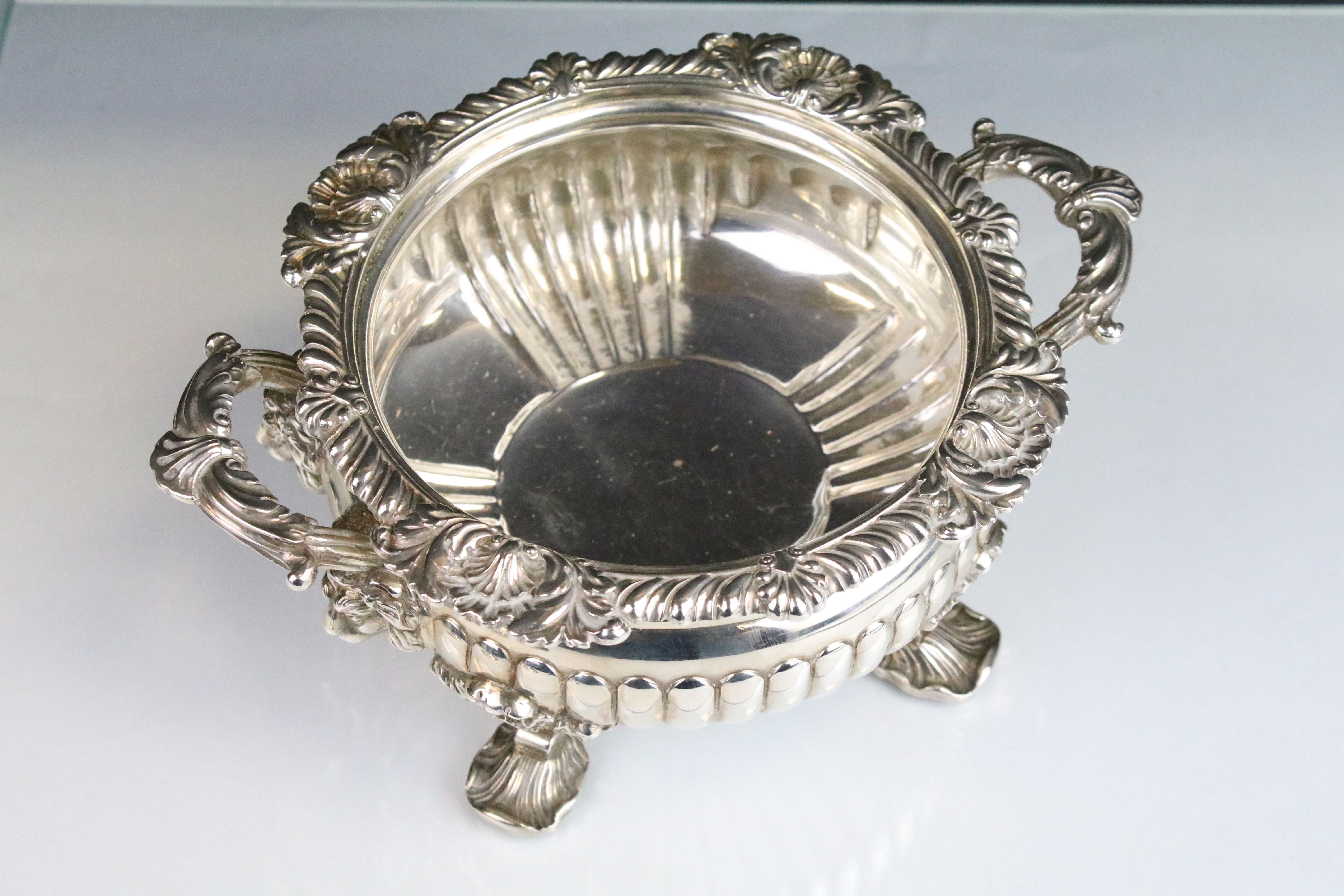 19th Century George III silver hallmarked lidded tureen having moulded gadrooned, shell and - Image 2 of 6