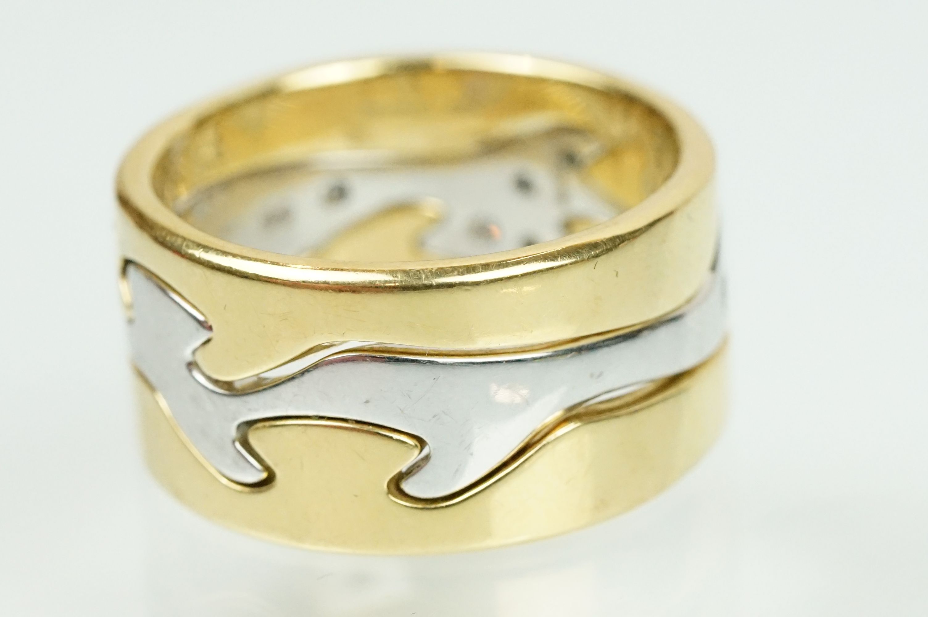 Georg Jensen 18ct gold Fusion three piece ring. The lot consisting of three interlocking 18ct gold - Image 8 of 17