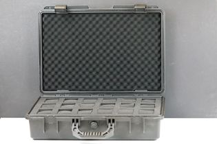 A watch collectors fitted strong case, holds 18 watches within protected foam.