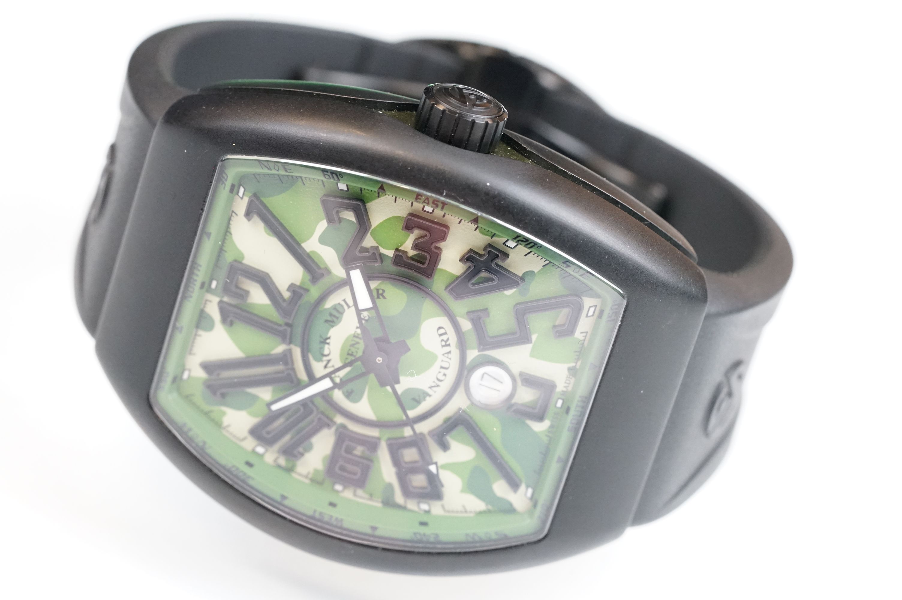 A Franck Muller Geneve 'Camouflage' wrstwatch, black case with black rubber strap, camourflage dial - Bild 3 aus 12