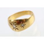 Early 20th Century 18ct gold and diamond gypsy ring star set with three diamonds. Hallmarked Chester