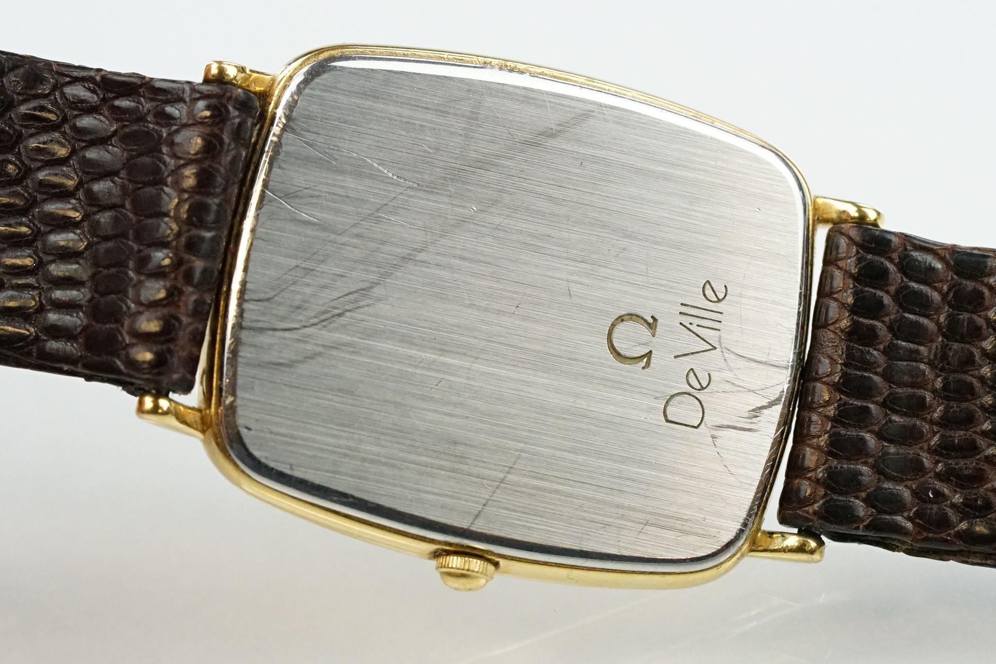 Omega DeVille wrist watch having a rectangular gilt face with baton markers to the chapter ring, - Bild 7 aus 12