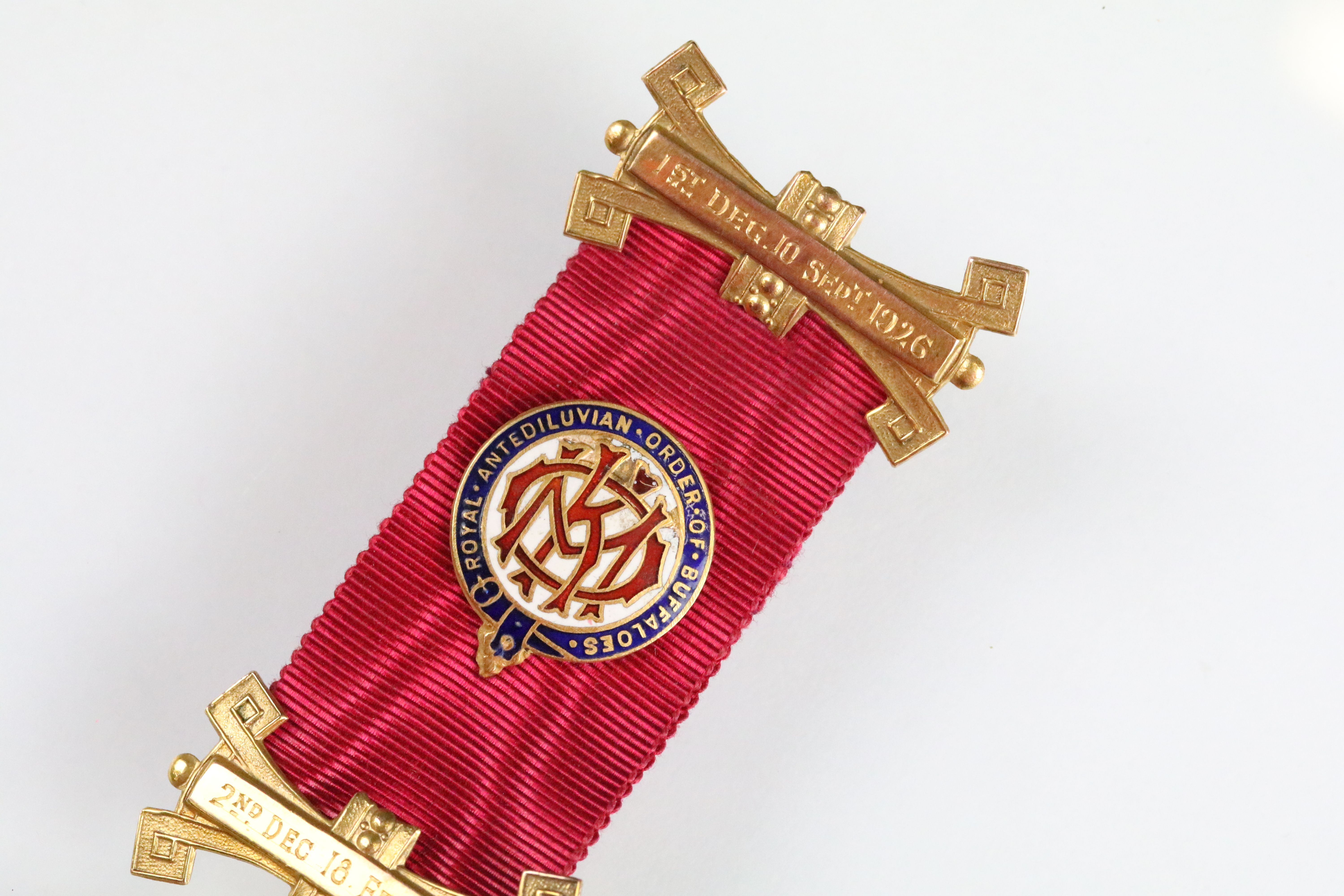 Royal Order of Buffaloes 9ct gold and enamel medal mounted to a red ribbon within leatherette box. - Image 4 of 5