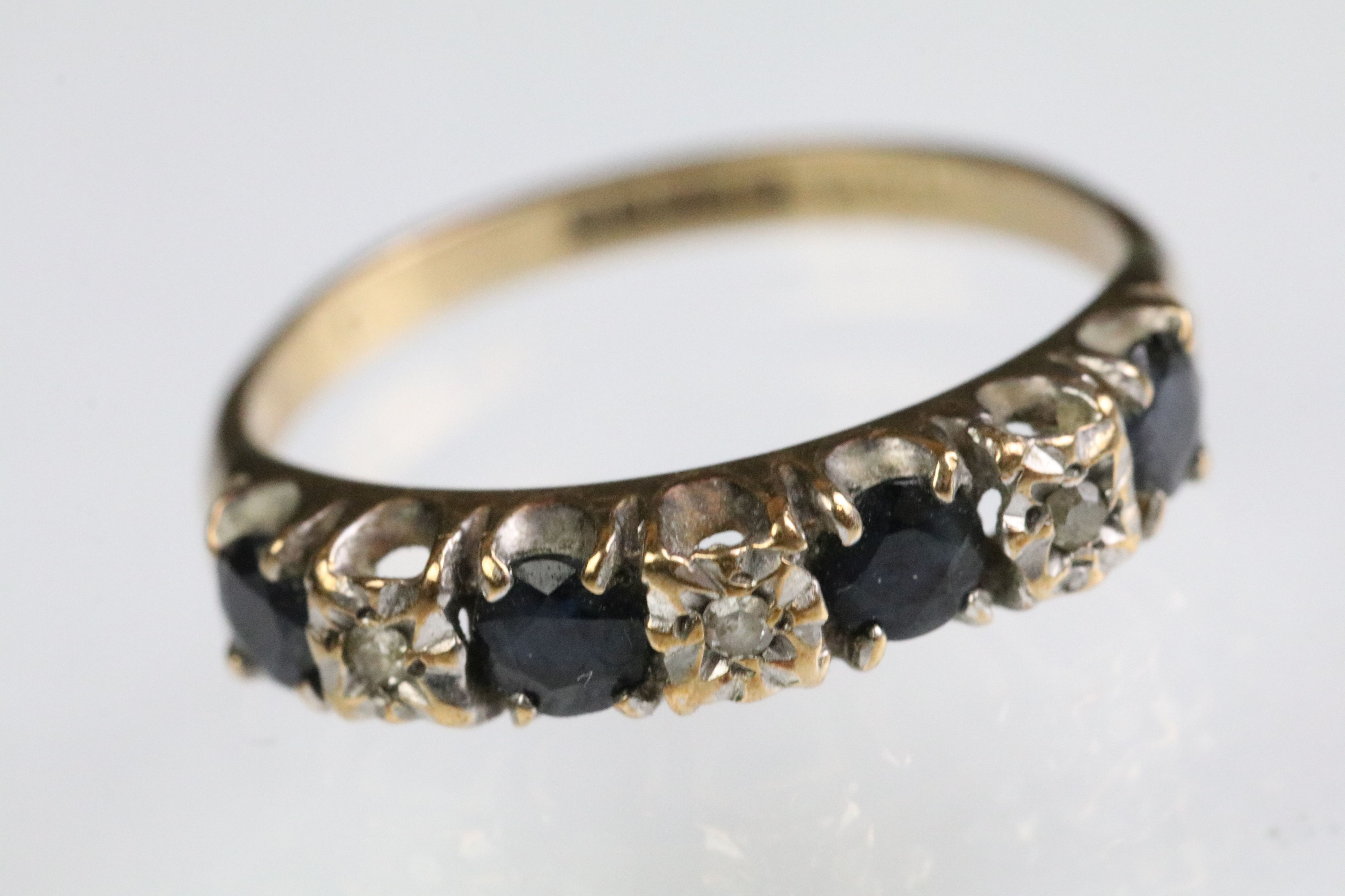 Two hallmarked 9ct gold rings to include a five stone CZ ring (hallmarked Birmingham, size N.5), - Bild 3 aus 11