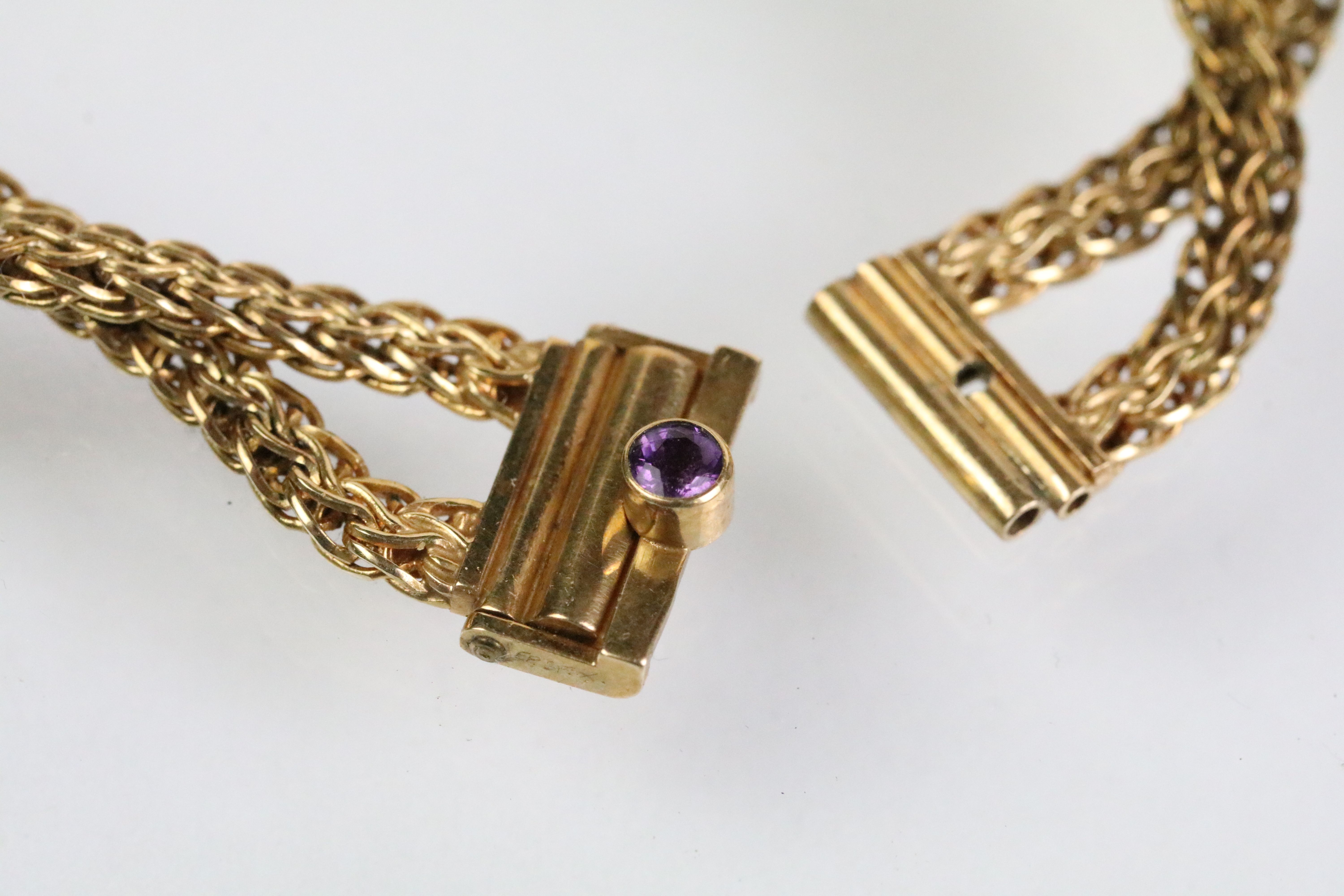 Vintage 9ct gold and amethyst necklace and bracelet jewellery suite. The lot to include a necklace - Bild 9 aus 10