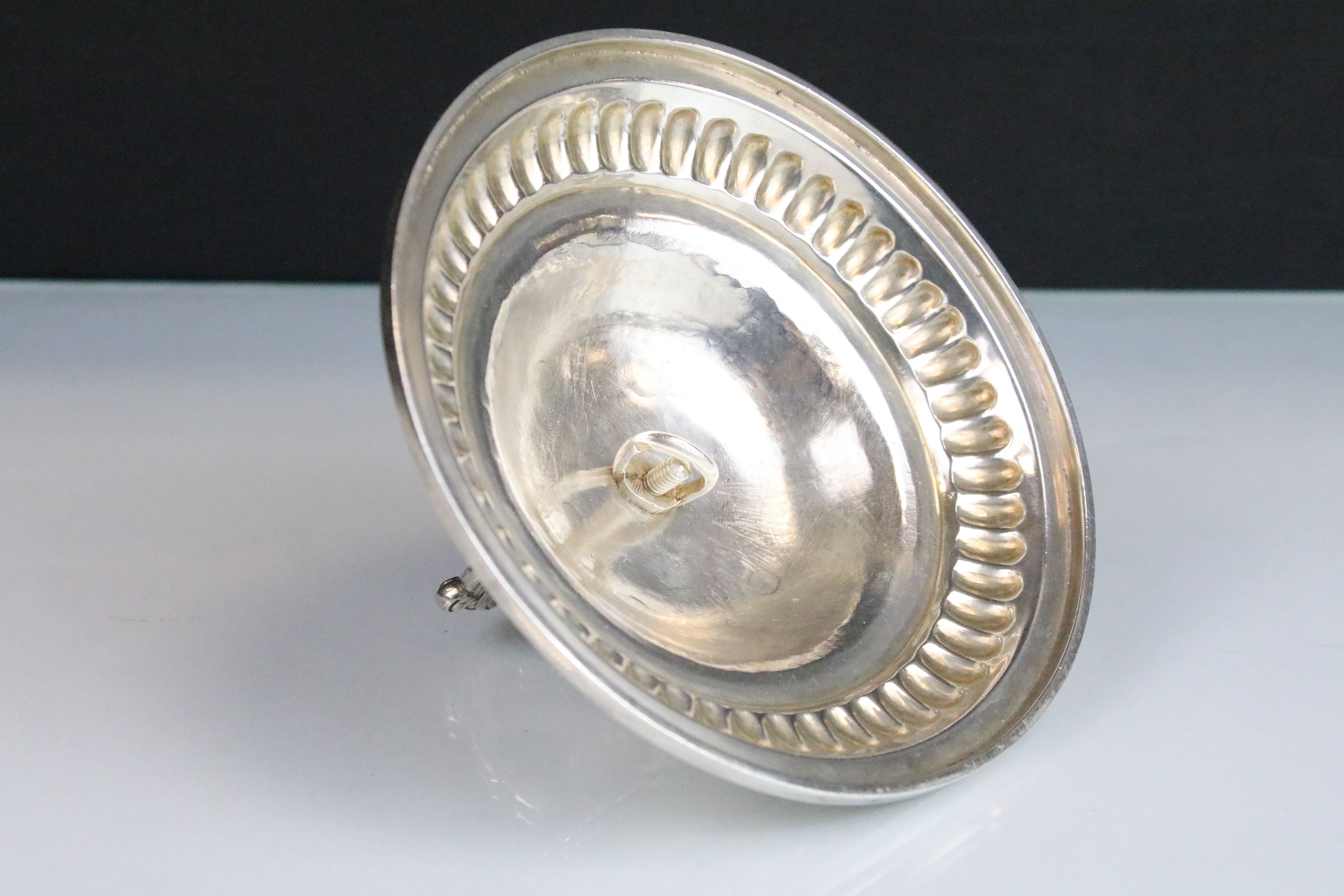 19th Century George III silver hallmarked lidded tureen having moulded gadrooned, shell and - Image 4 of 6