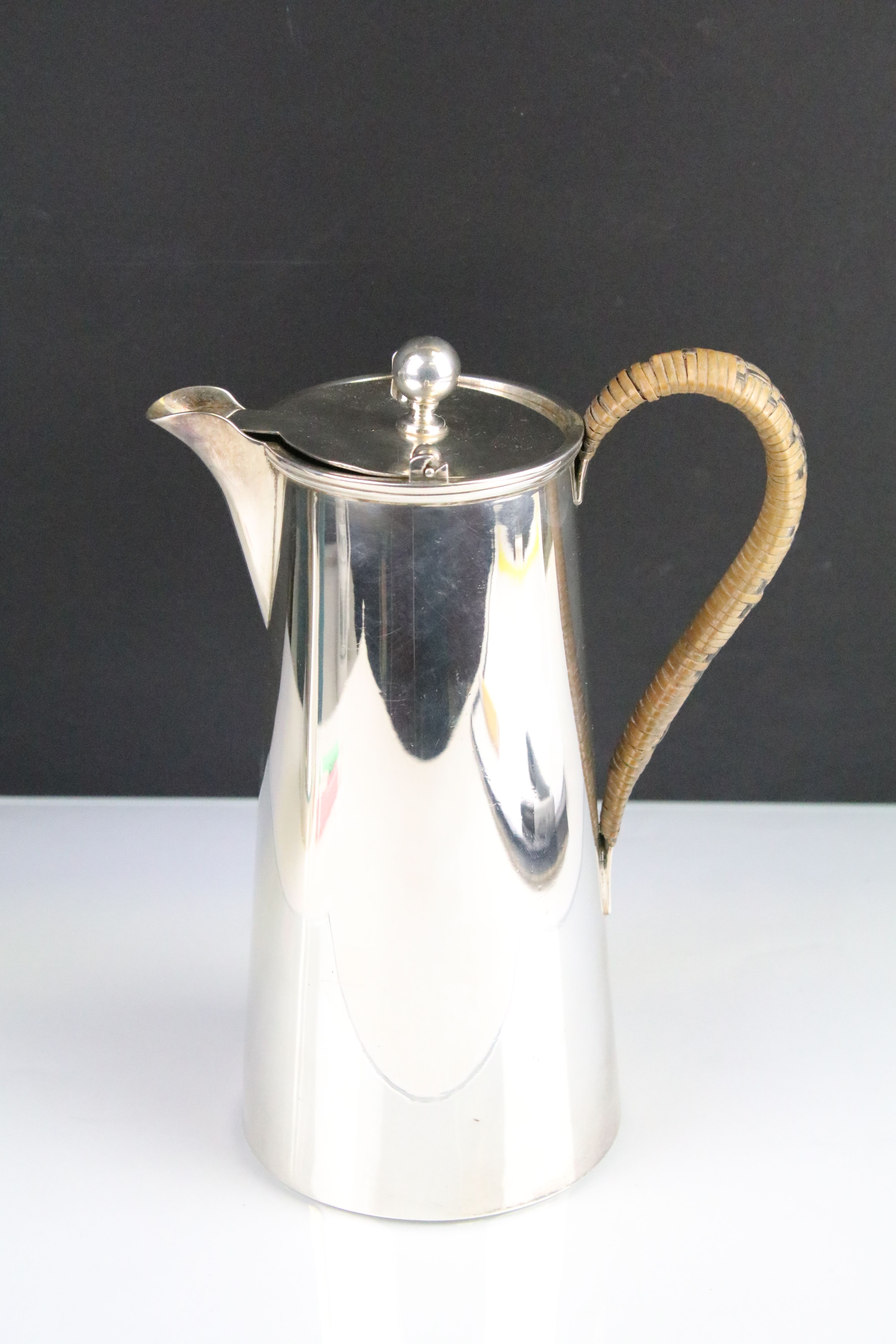 Early 20th Century silver hallmarked coffee pot having moulded rim with wicker handle (hallmarked - Bild 2 aus 7