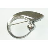 Hans Hansen Danish silver brooch of stylised form. Hinged pin an rollover clasp to verso. Signed