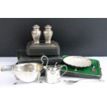 Collection of assorted silver to include a lidded mustard pot (hallmarked Sheffield 1901), silver