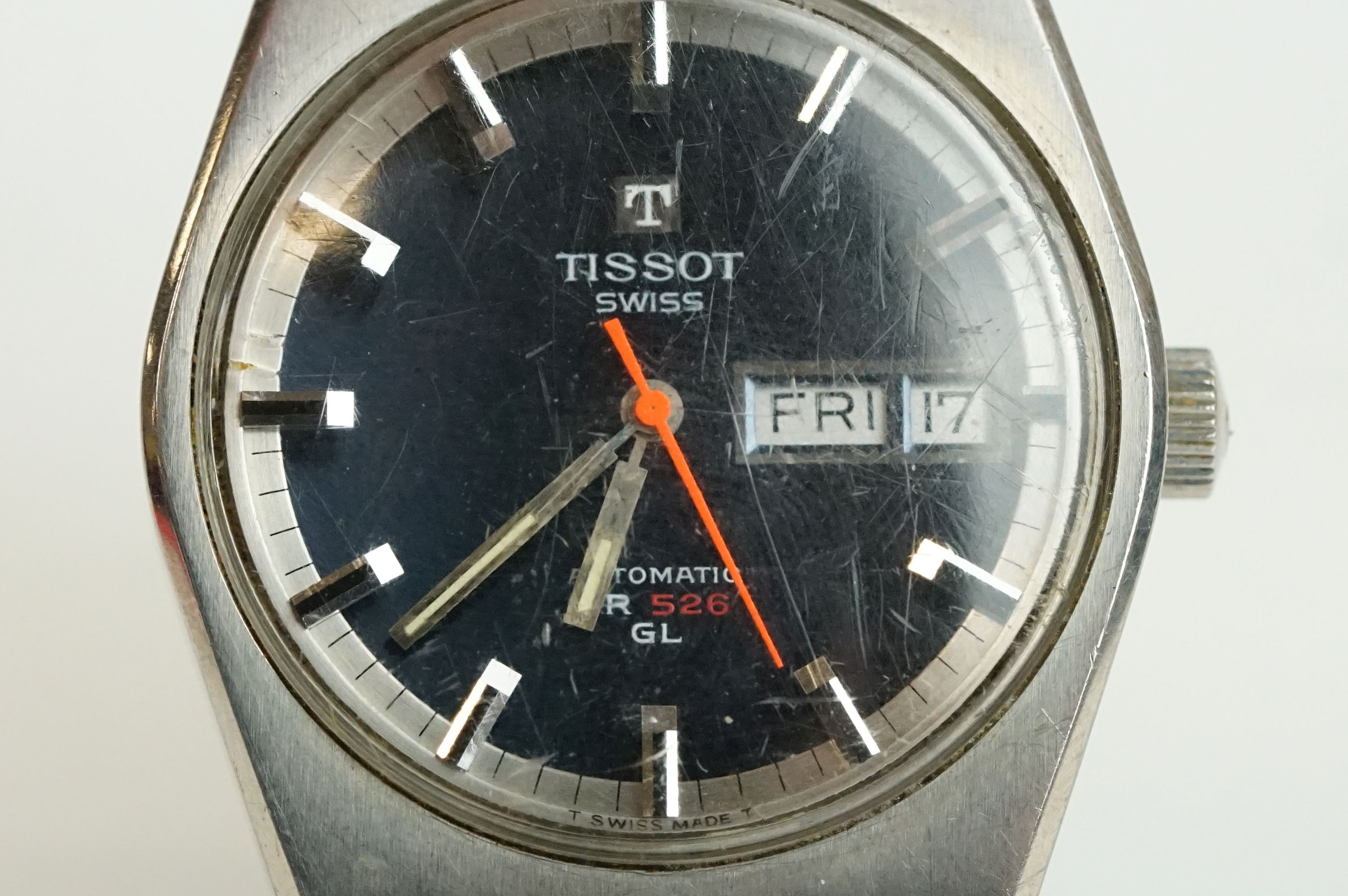 A vintage gents Tissot PR 526 GL Swiss made wristwatch, automatic movement, blue dial with white - Bild 3 aus 10