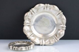 Romanian 800 silver dishes with moulded rims on rounded edges. The lot to include six small dishes