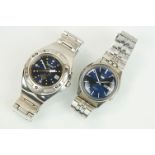 A Seiko Kinetic 100m water resistant gents wristwatch, blue dial with date function to 3 o'clock,