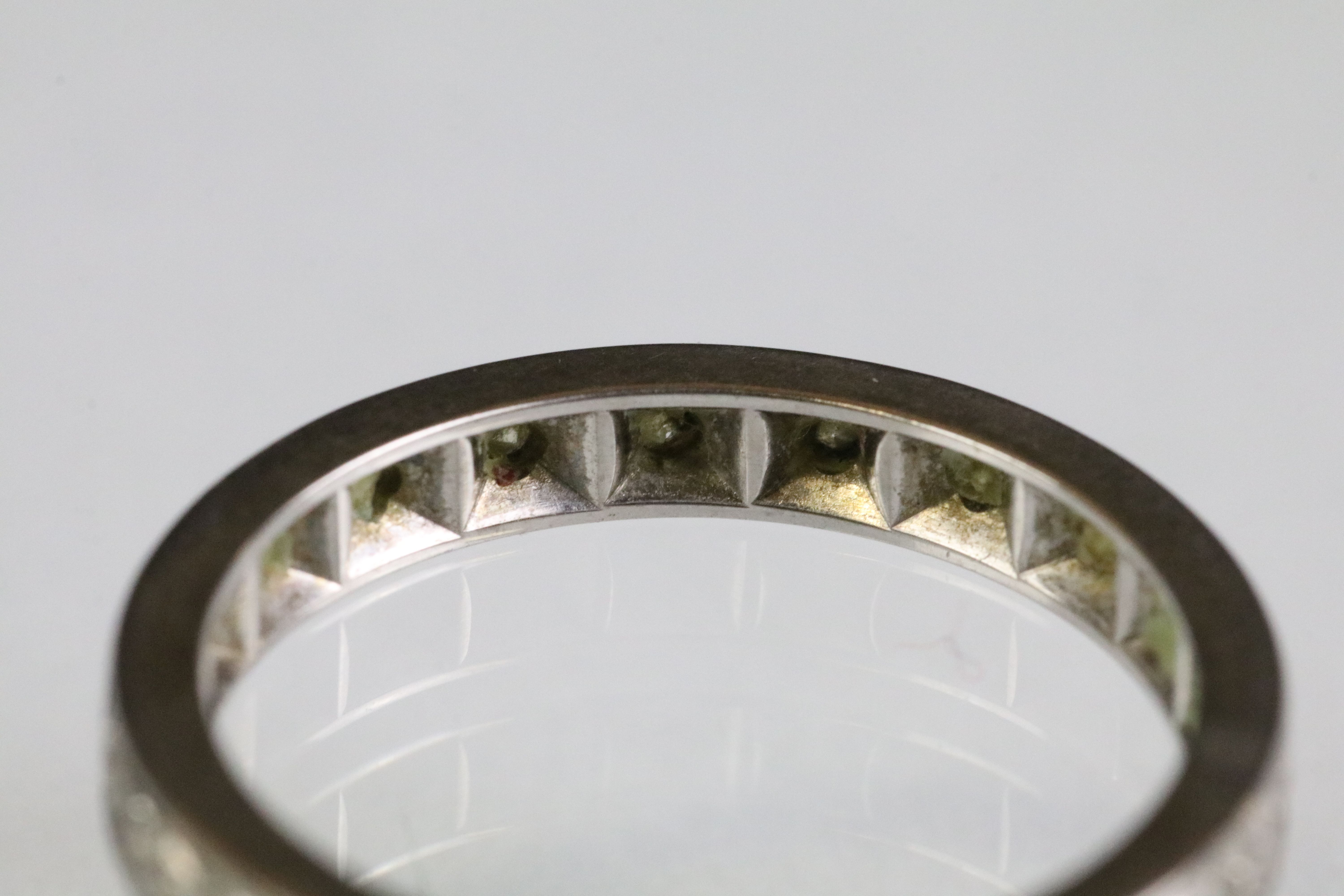 Diamond eternity ring being set throughout with round single cut diamonds. White metal unmarked, - Image 3 of 3