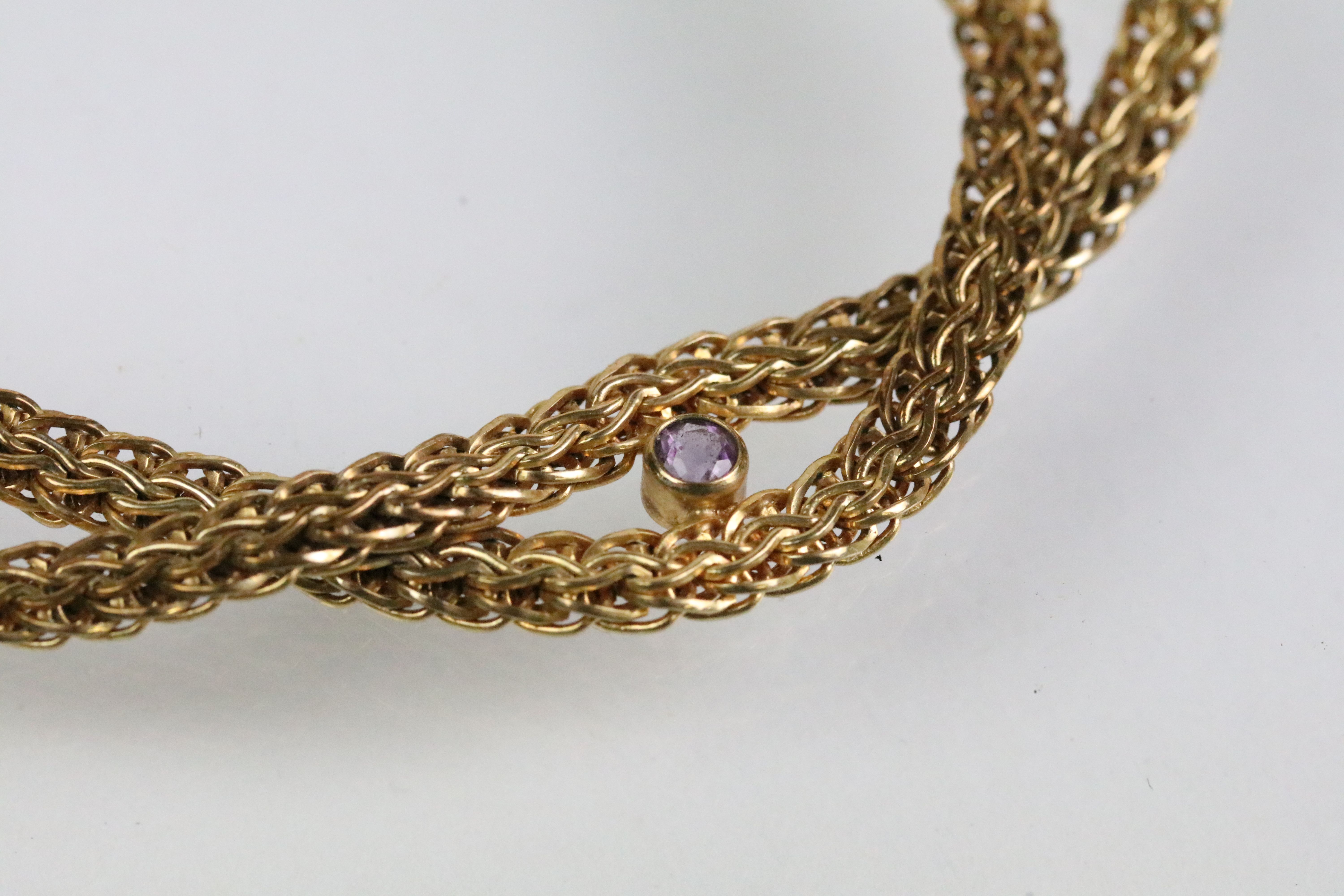 Vintage 9ct gold and amethyst necklace and bracelet jewellery suite. The lot to include a necklace - Bild 8 aus 10