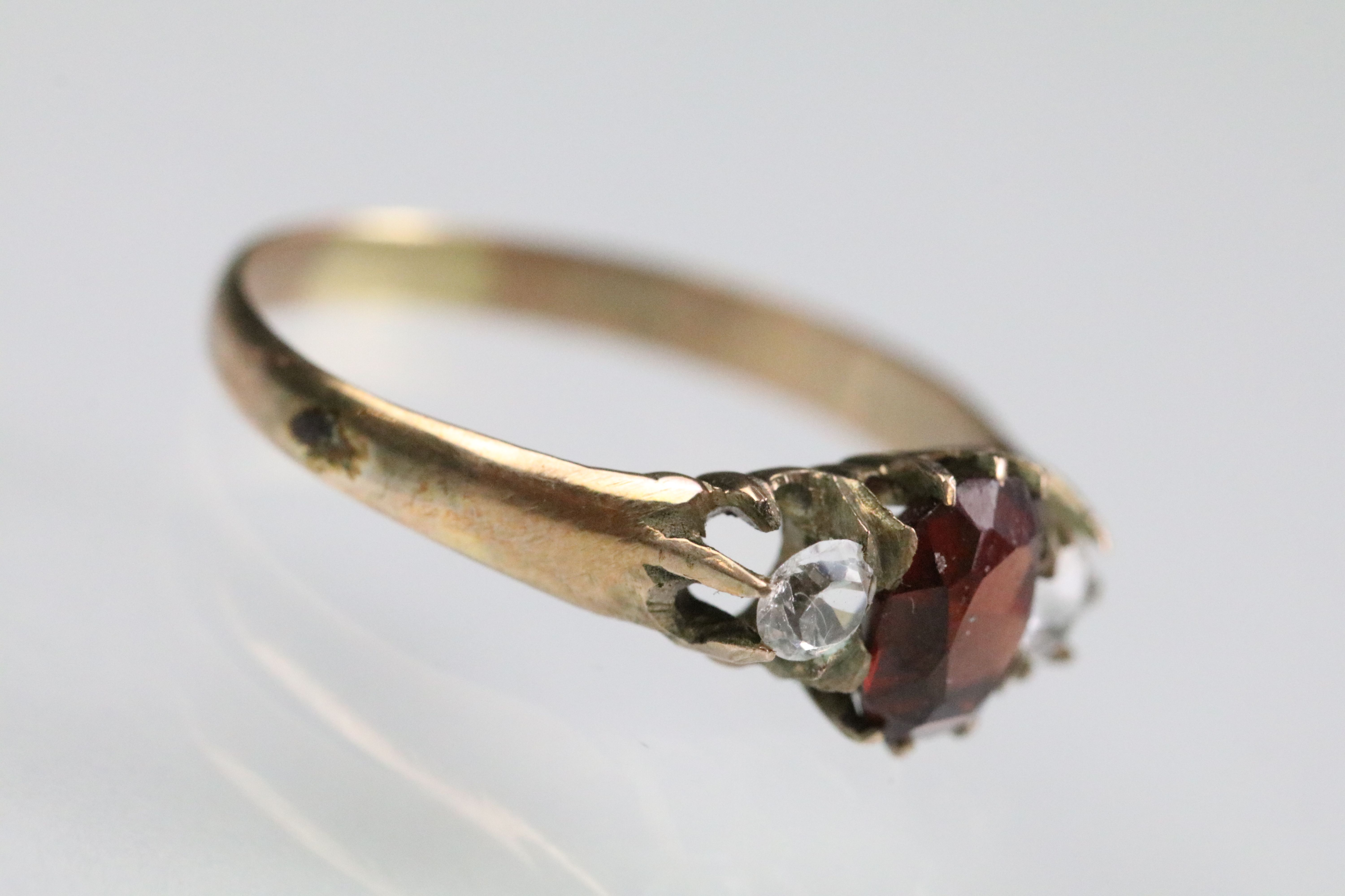 Early 20th Century gold diamond three stone ring (marked 18ct and plat, size J.5), together with a - Bild 8 aus 11