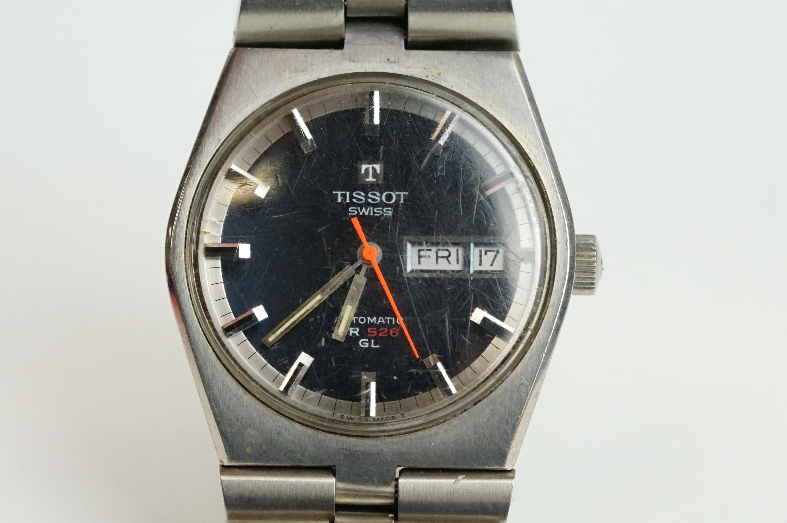 A vintage gents Tissot PR 526 GL Swiss made wristwatch, automatic movement, blue dial with white - Bild 2 aus 10
