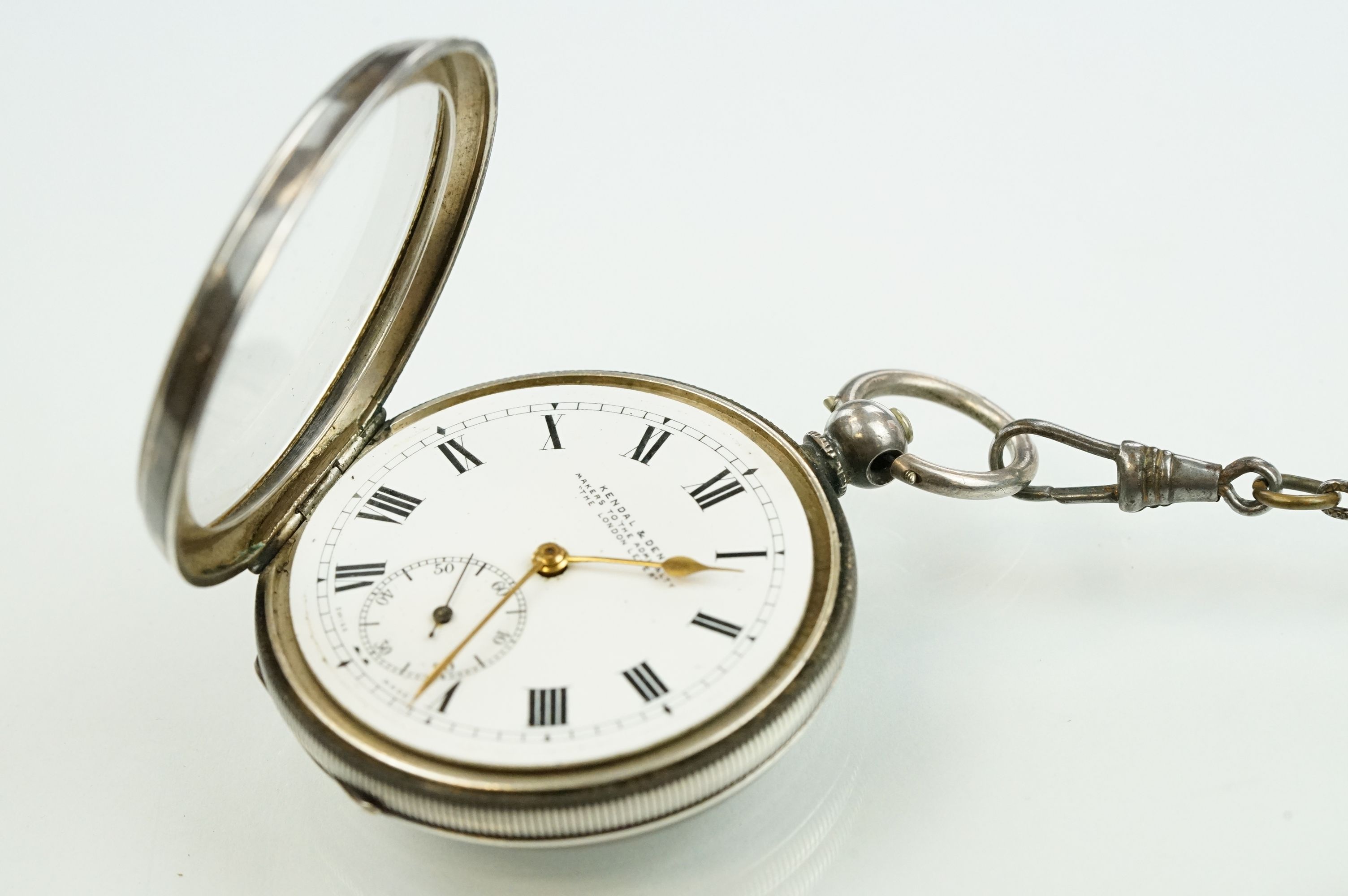 Early 20th Century silver cased open face pocket watch having a white enamelled dial with roman - Image 12 of 15