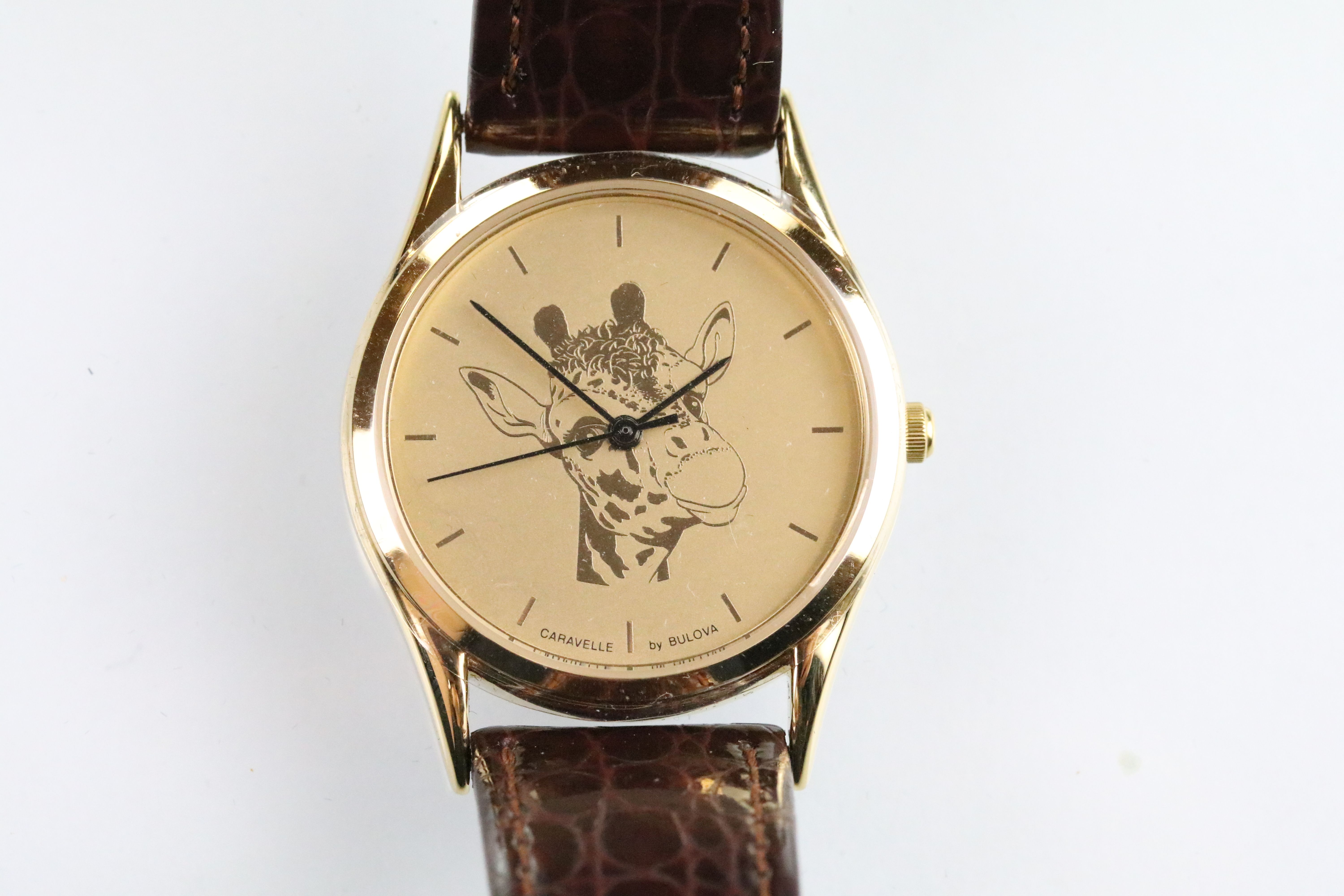 Caravelle by Bulova wrist watch having a round gilt face with baton markings to the chapter ring and - Bild 2 aus 9