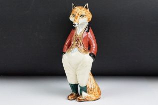 Rye Cinque Ports Pottery figure of a fox in red hunting coat, signed marks CPP Rye and artist's