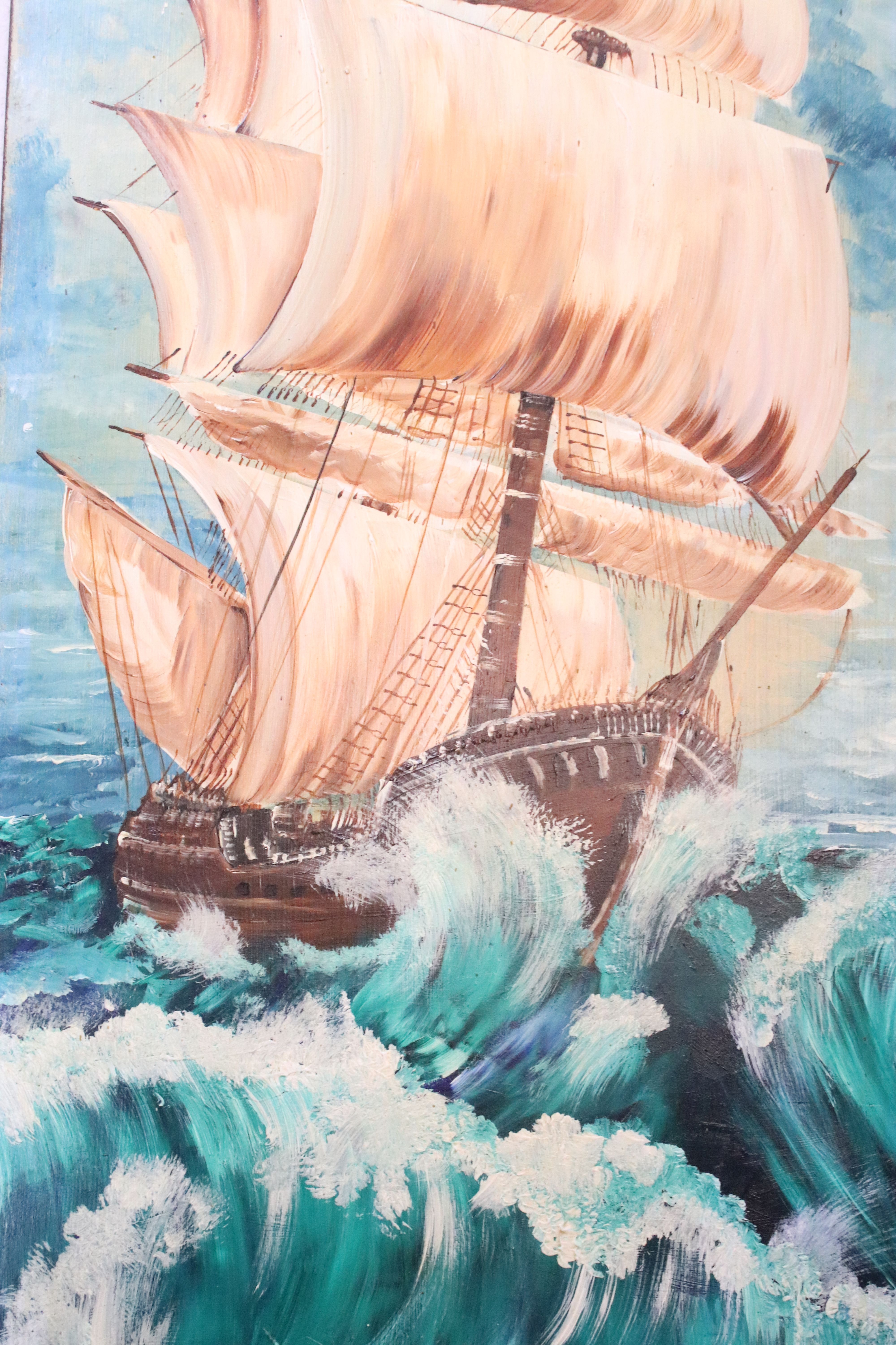 Galleon, oil on panel, 125 x 46.6cm - Image 2 of 4