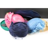 Collection of six ladies hats housed within two Frederick Fox hat boxes, featuring Frederick Fox,