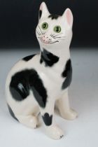 Griselda Hill Pottery Wemyss black and white cat, signed G. Hill Pottery to base and Wemyss, 34cm