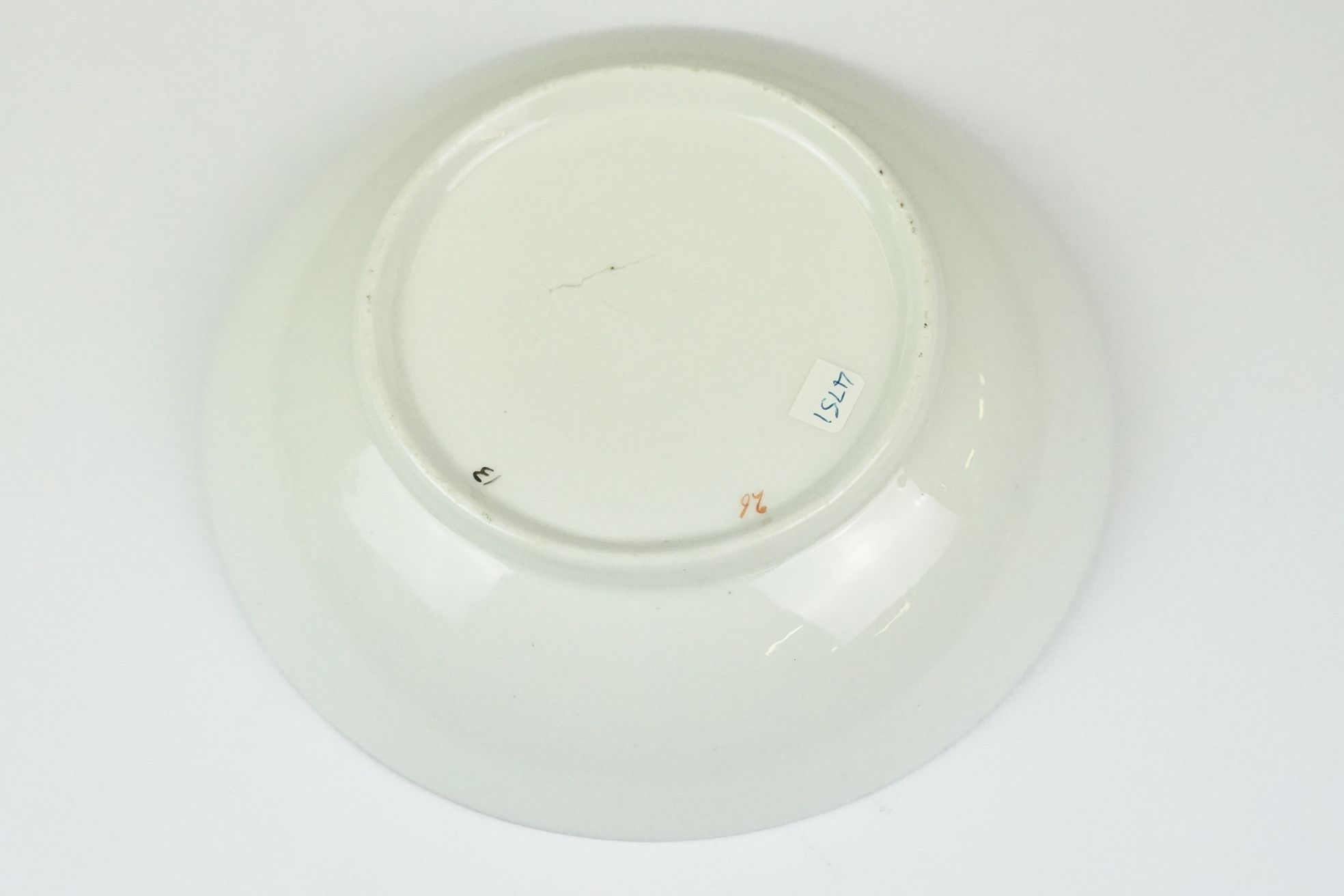 Swansea pottery cup and saucer, hand painted with a floral garland, the saucer, 13.5cm diameter - Image 7 of 7