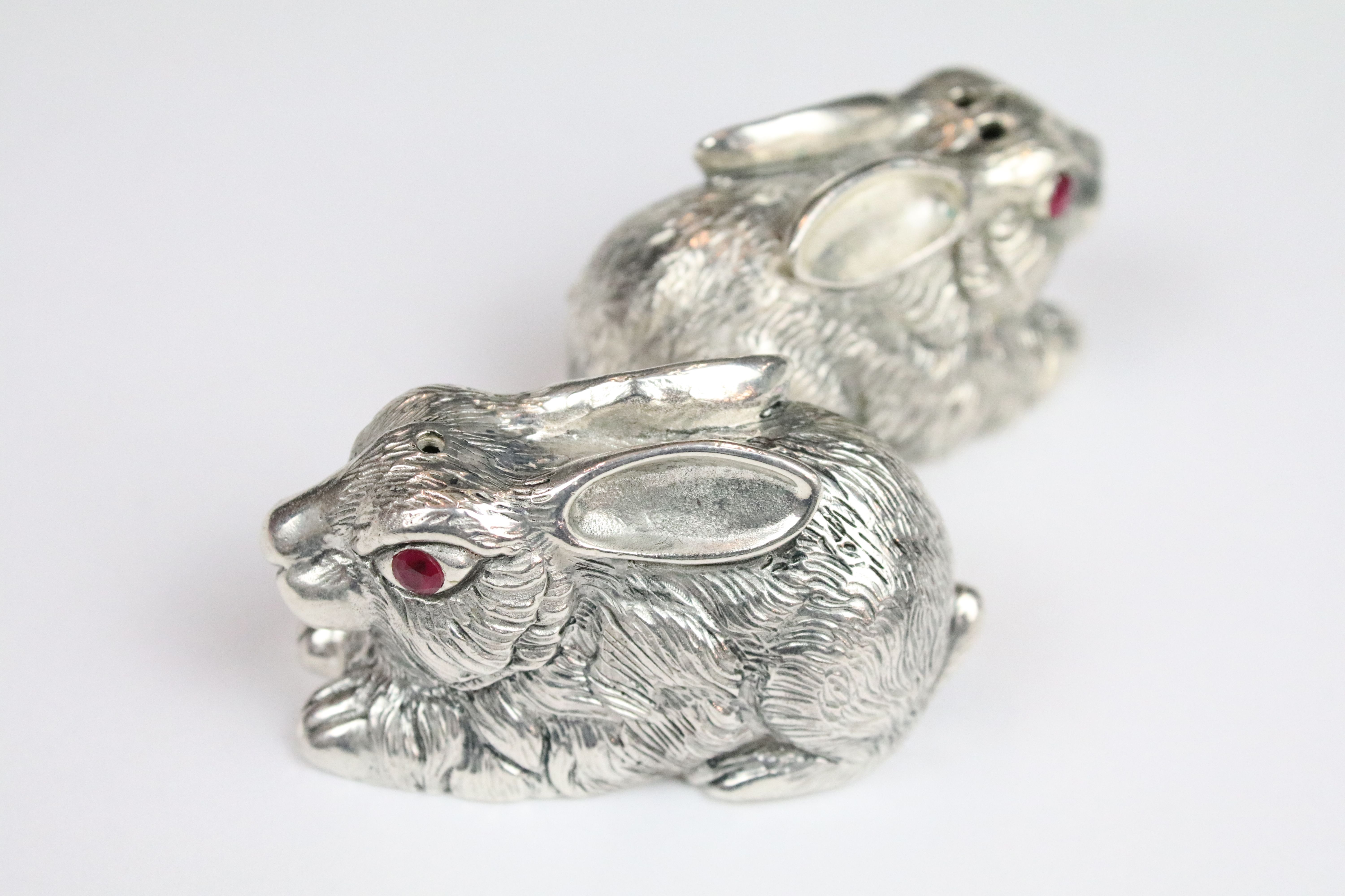 Pair of silver plated rabbit condiments - Image 2 of 3