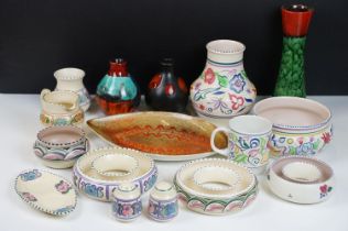 Collection of Poole Pottery to include an Aegean pattern dish (shape 91), Galaxy vase (approx 13cm