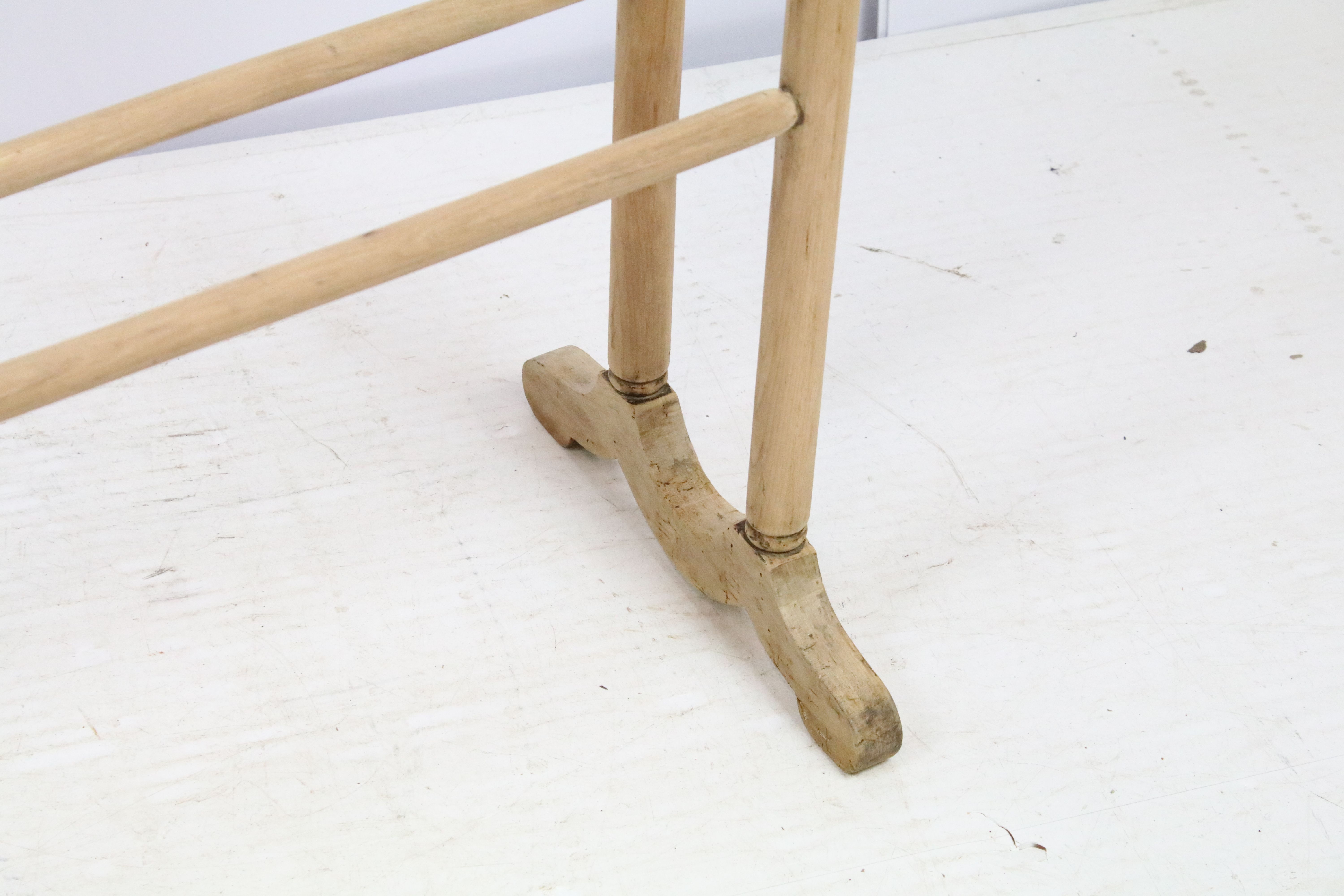 Late 19th / early 20th century pine towel rail, 67cm long x 78cm high - Image 4 of 4