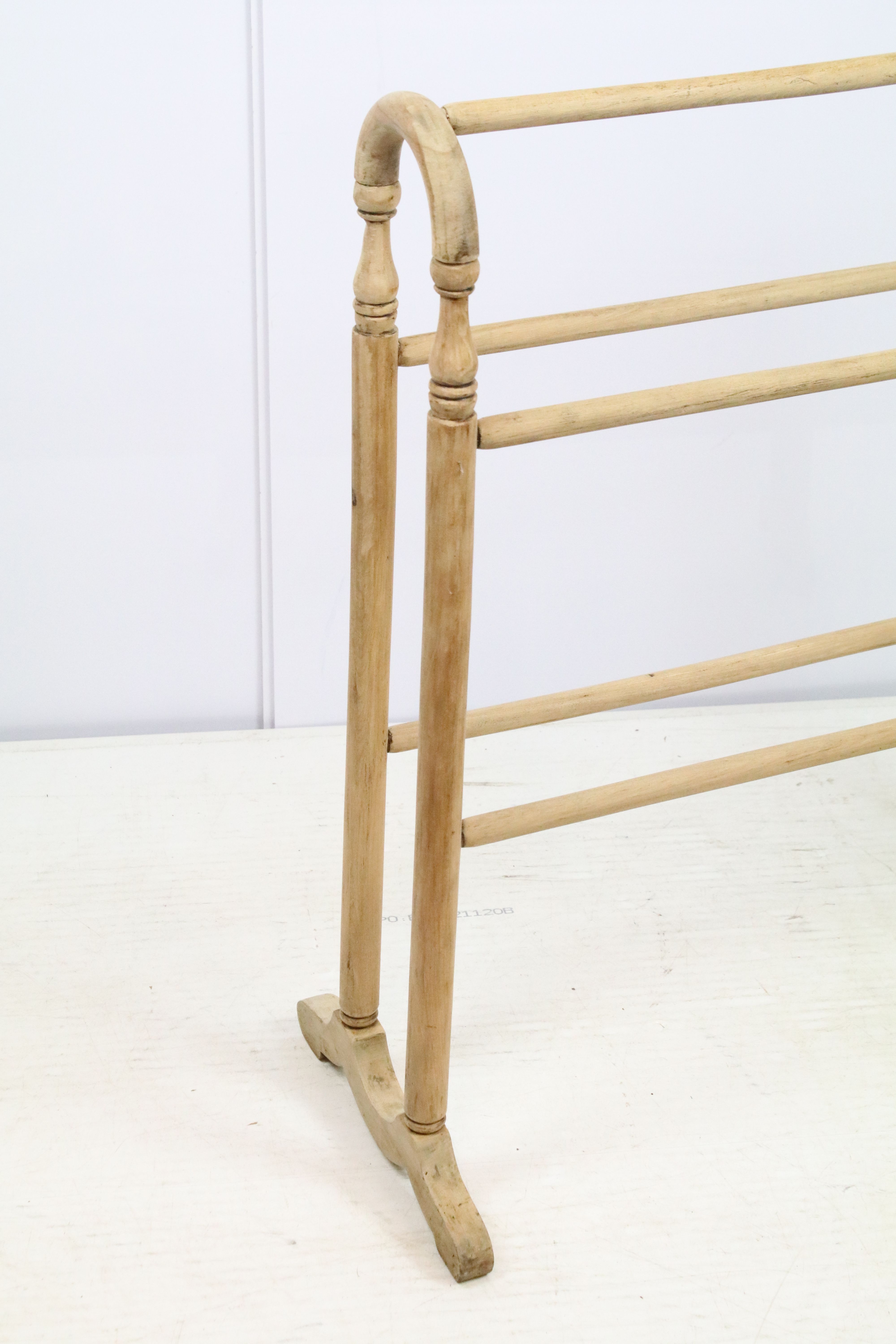 Late 19th / early 20th century pine towel rail, 67cm long x 78cm high - Image 2 of 4