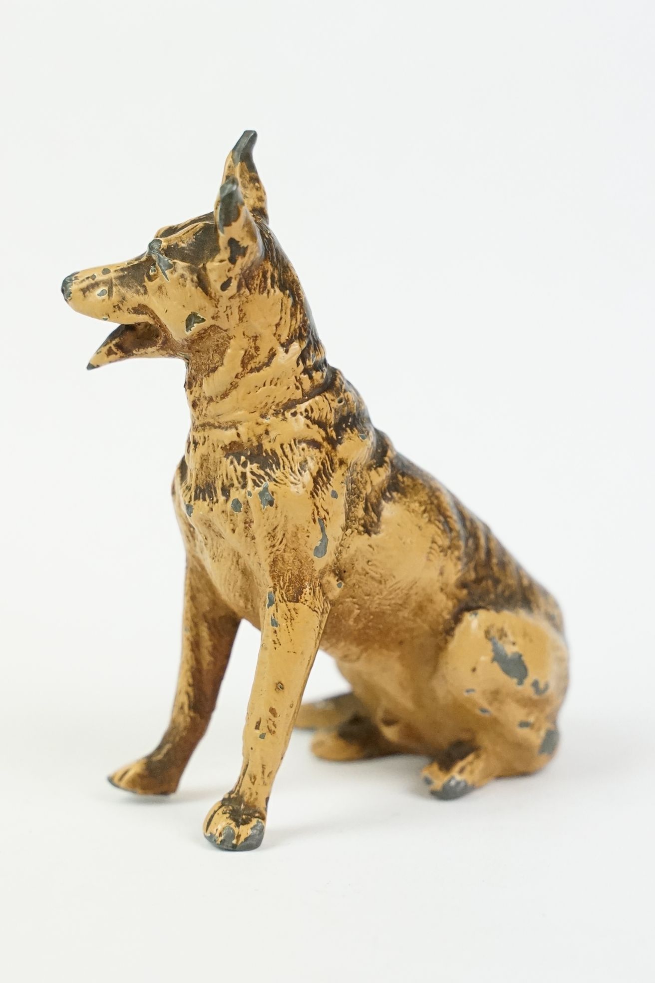 Austrian style Cold Painted Model of a Seated Alsatian / German Shepherd Dog, 3" tall - Image 3 of 6