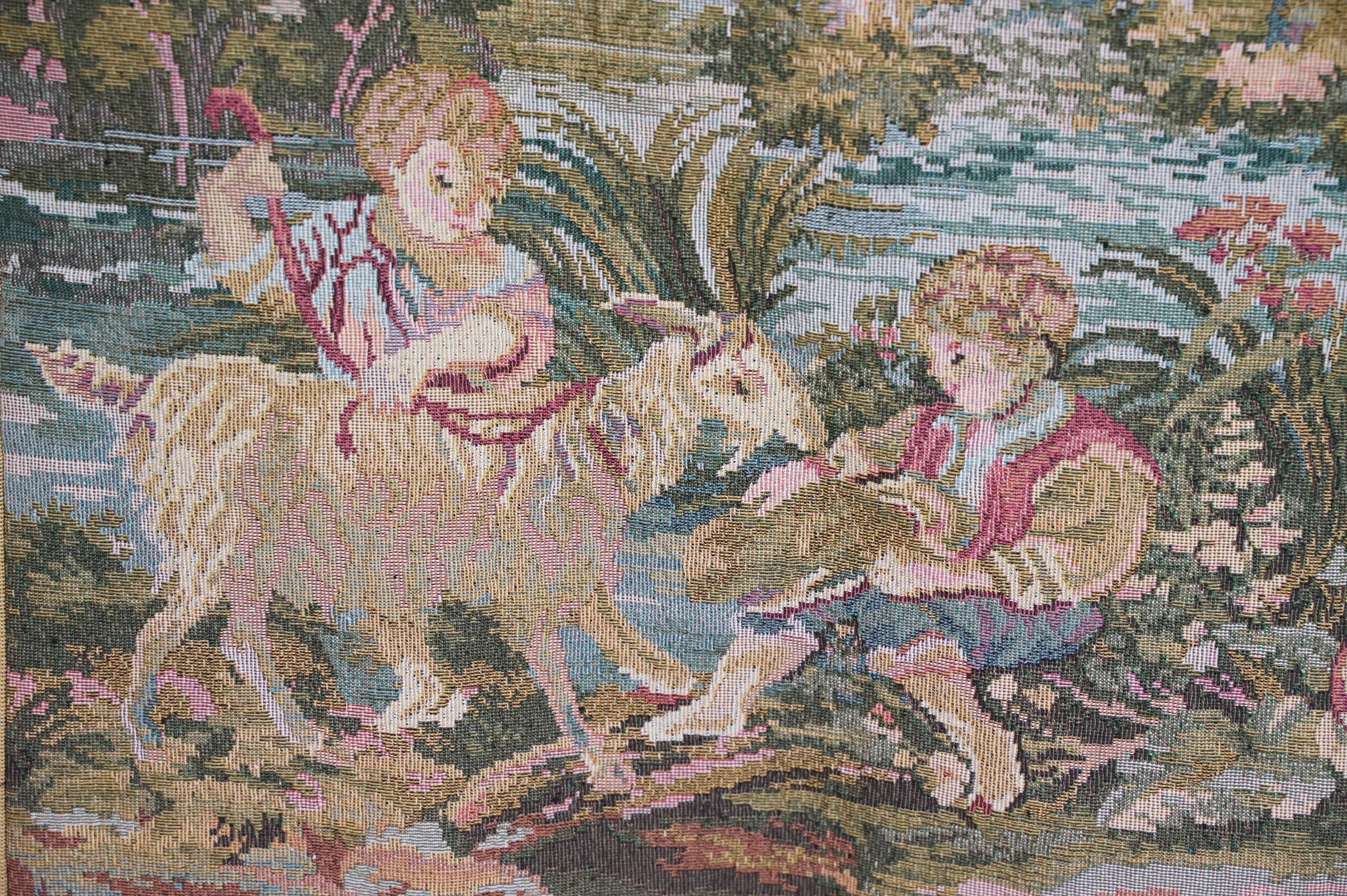 Old French tapestry, classical scene with foliate border, approx 110cm x 84cm - Image 5 of 10