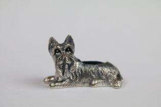Silver dog pin cushion