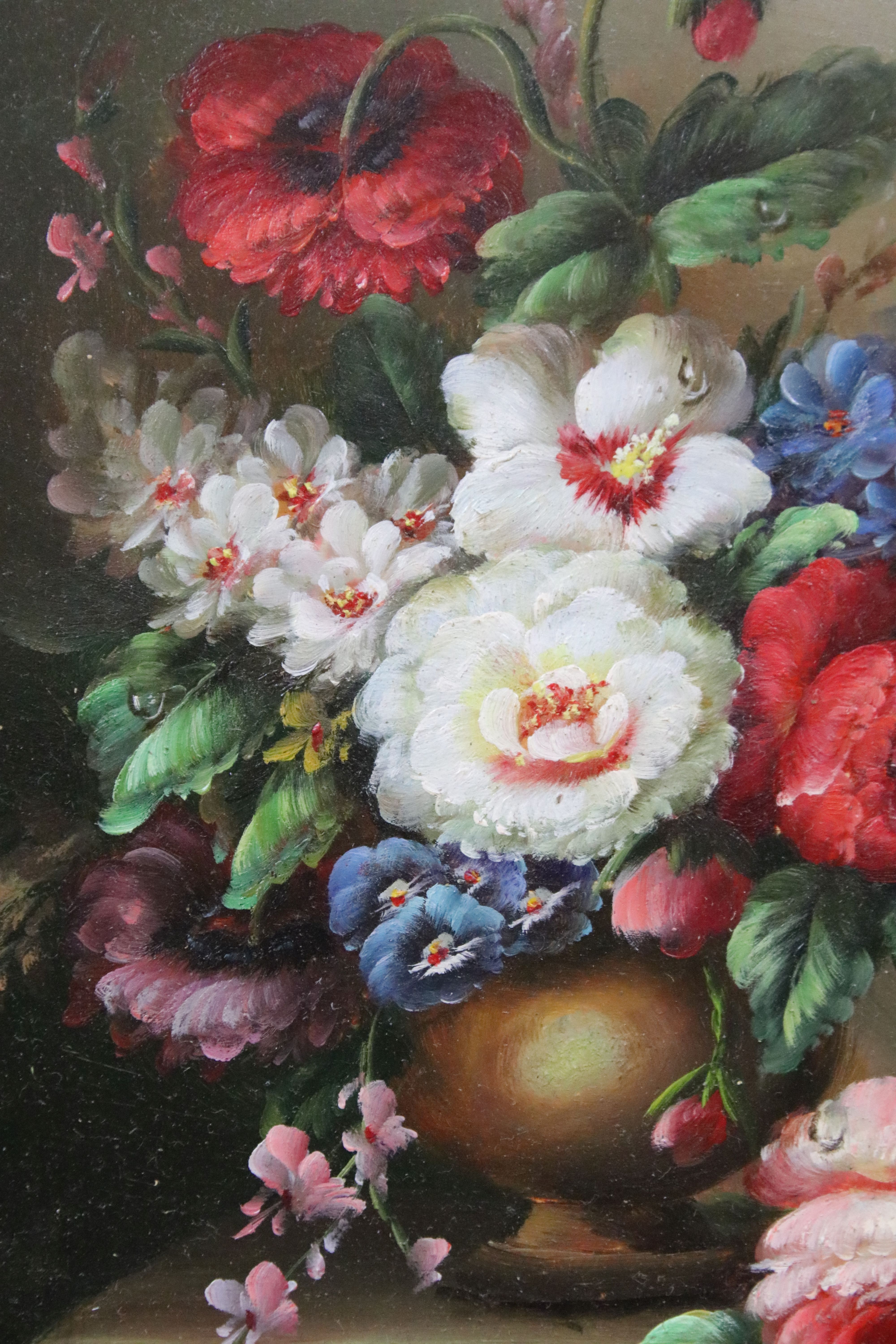 In the manner of Johan Laurentz Jensen, three paintings, comprising: basket of flowers, oil on - Image 2 of 5