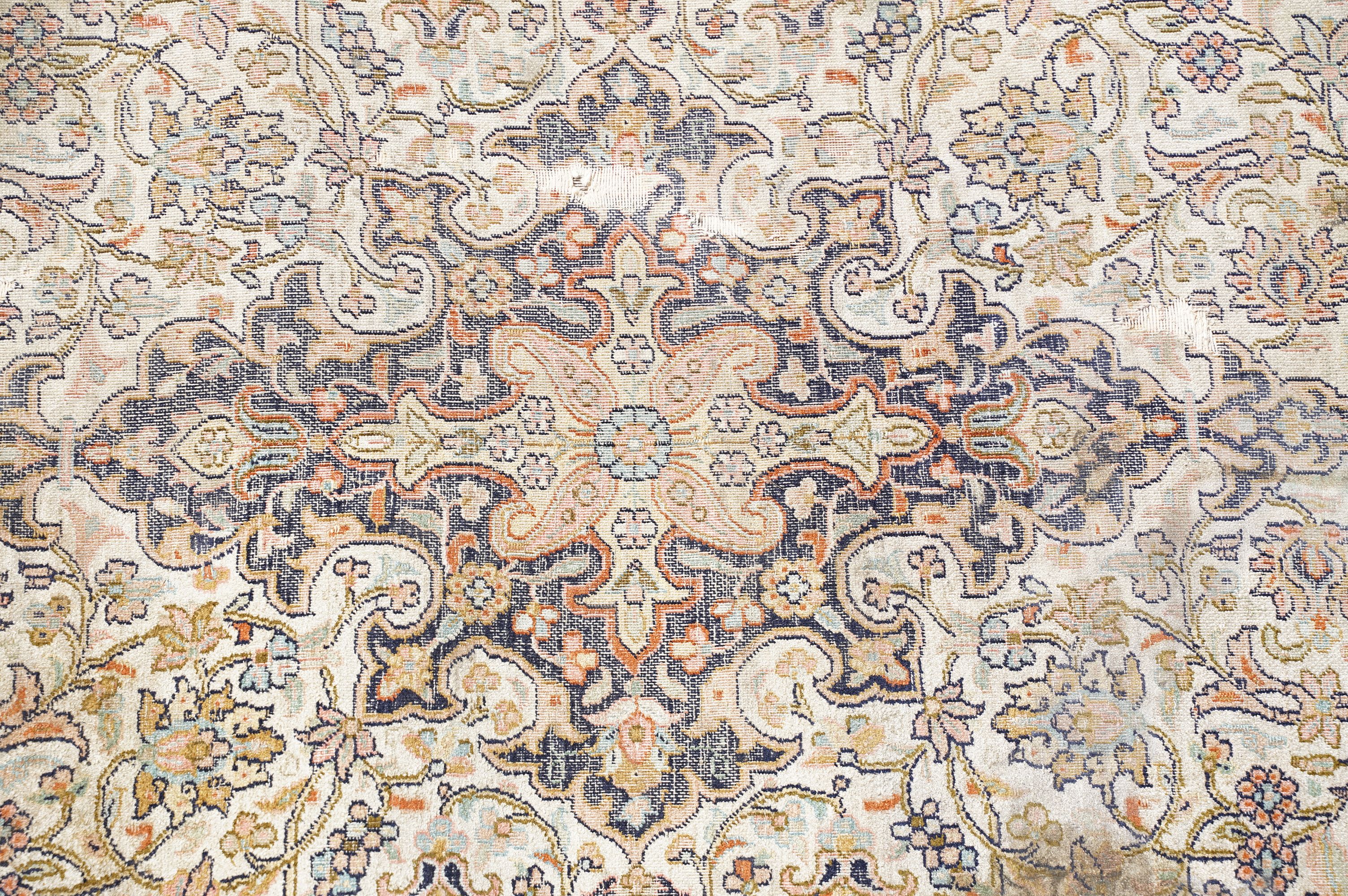 Middle Eastern cream ground carpet, with central stylised motif within geometric borders, 160 x 92cm - Image 3 of 14