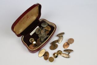 A small collection of vintage gents cufflinks to include gold examples.